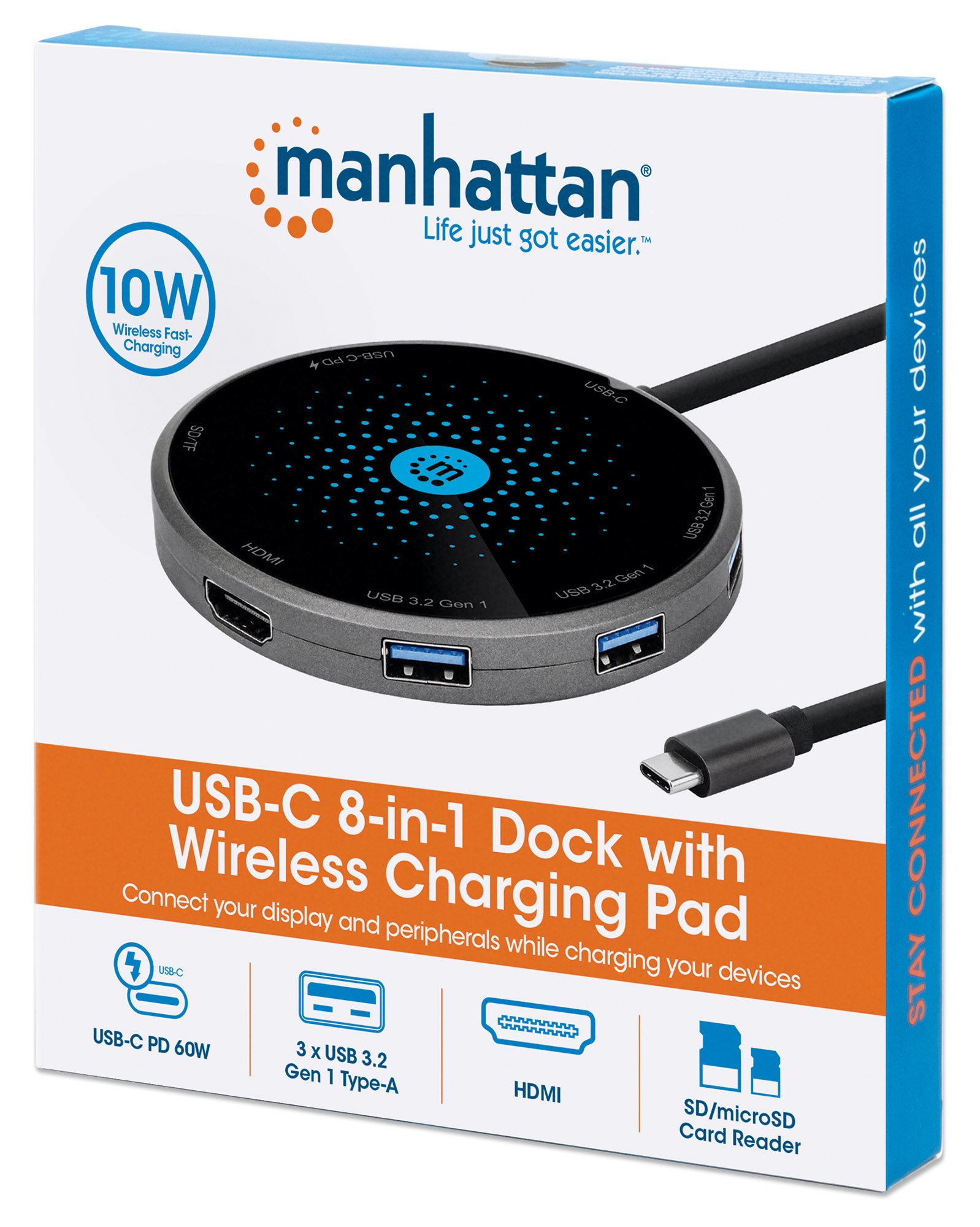 Docking Station USB-C™ 8-in-1 con Pad di Ricarica Wireless MANHATTAN - immagine 2