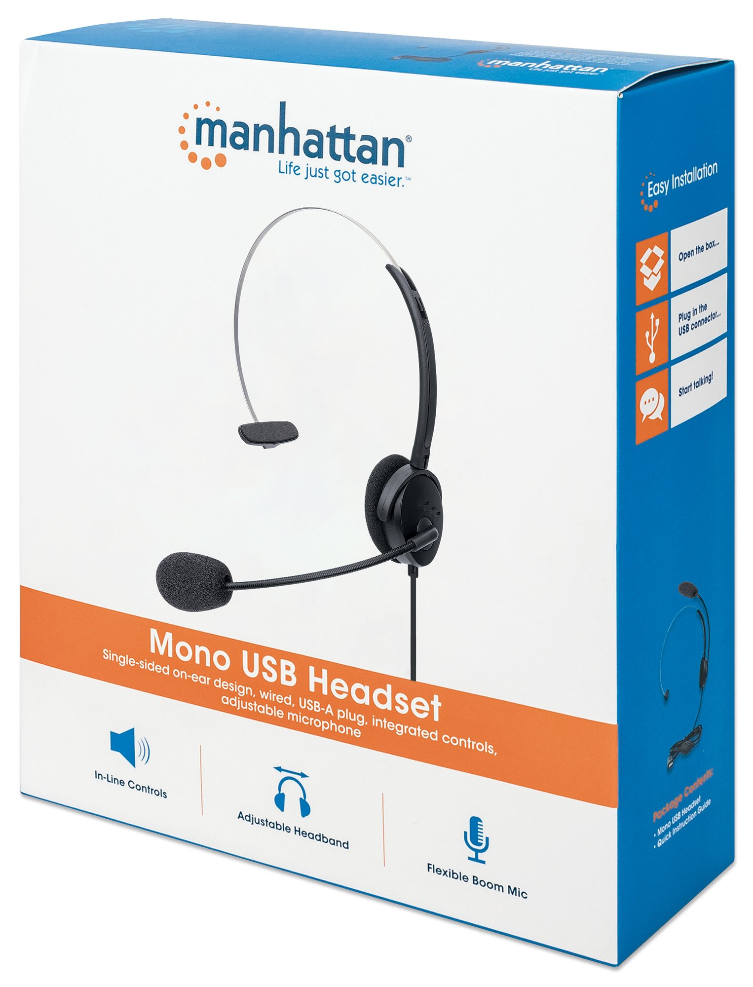 Cuffie Mono USB con Microfono Flessibile MANHATTAN - immagine 2