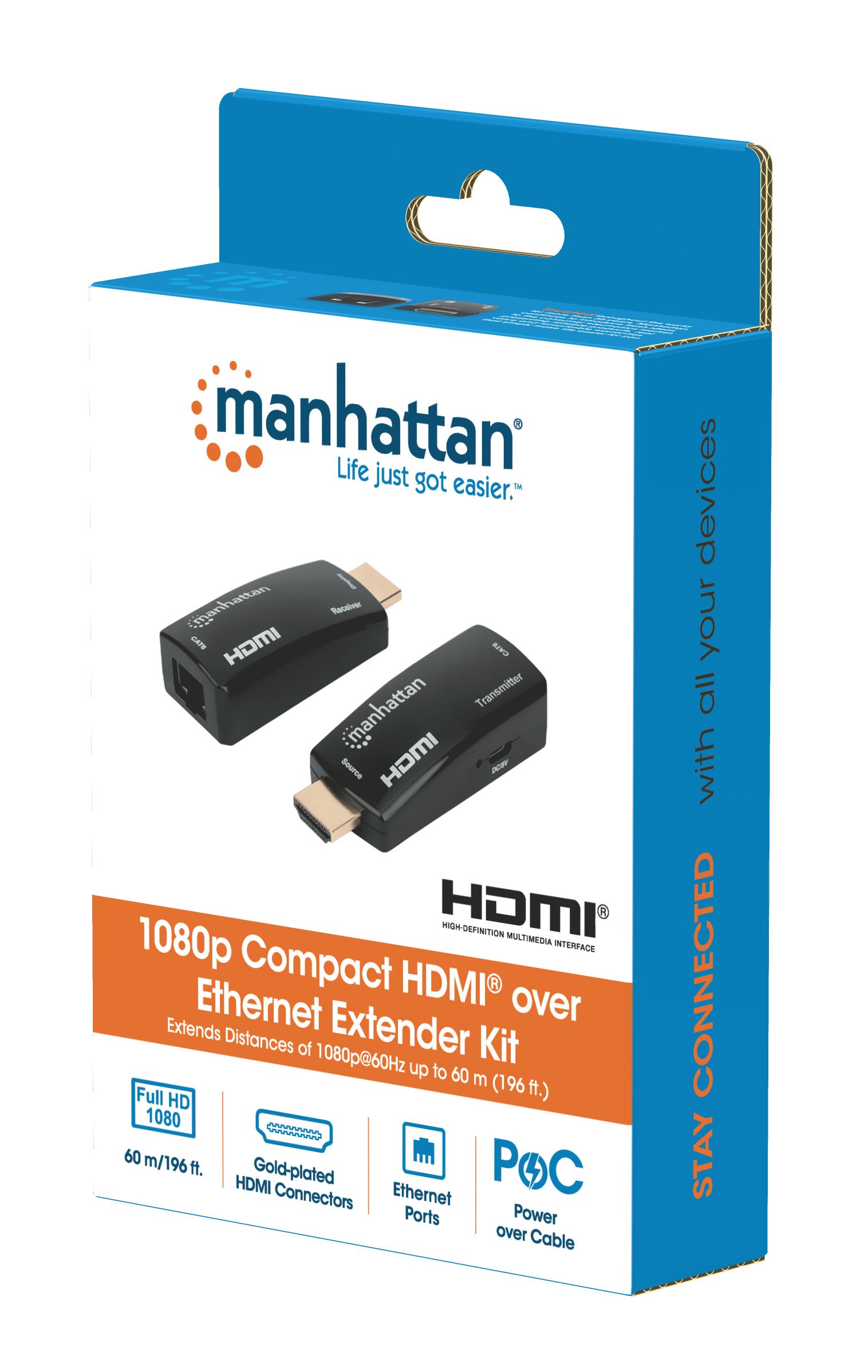 Extender HDMI Over Ethernet 1080p Compatto Nero MANHATTAN - immagine 2