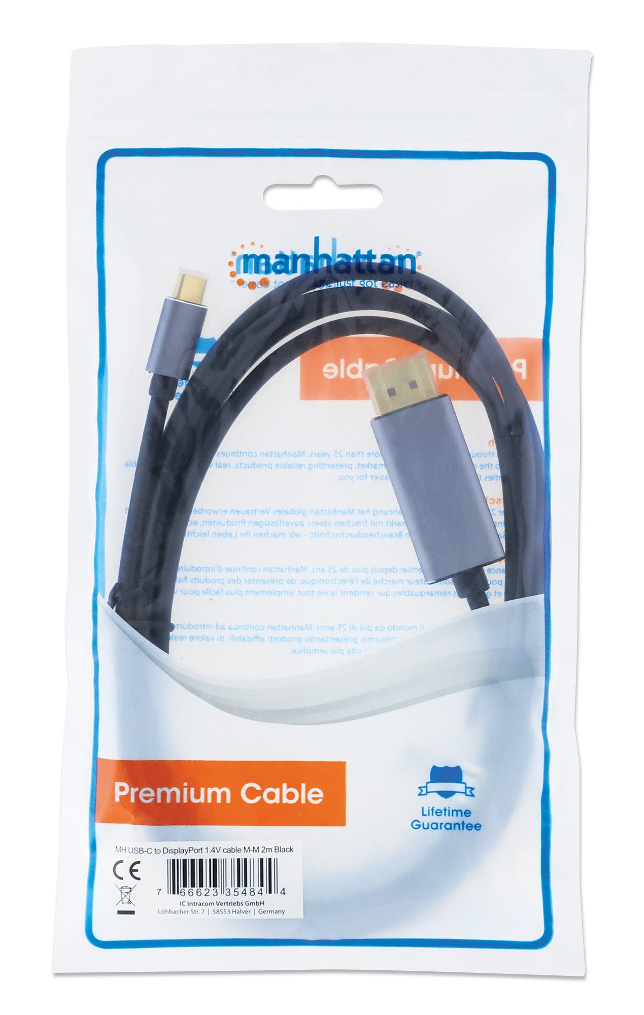 Cavo adattatore 8K@60Hz da USB-C™ a DisplayPort 1.4 2m MANHATTAN - immagine 2