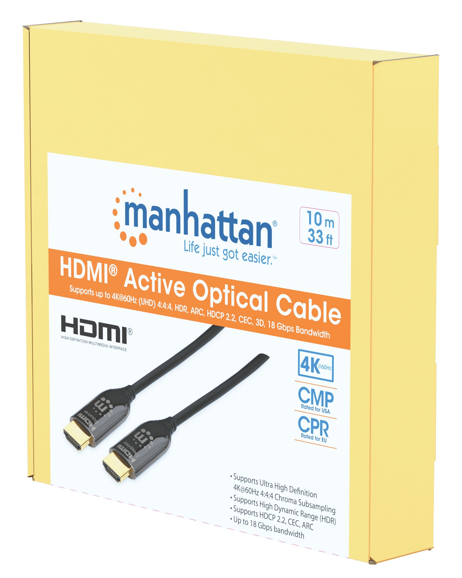 Cavo Plenum-Rated HDMI Attivo in Fibra Ottica 10m MANHATTAN - immagine 2