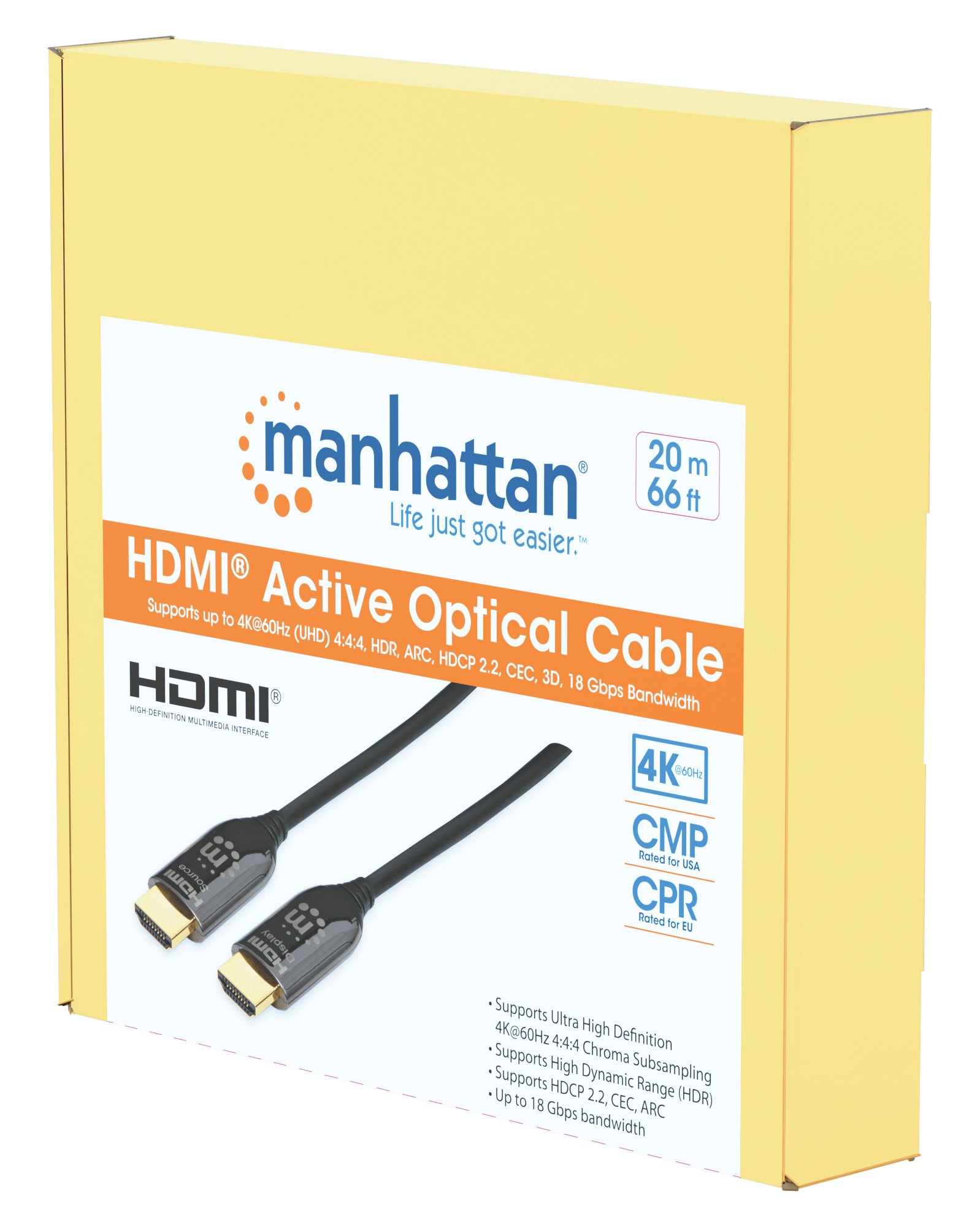 Cavo Plenum-Rated HDMI Attivo in Fibra Ottica 20m MANHATTAN - immagine 2