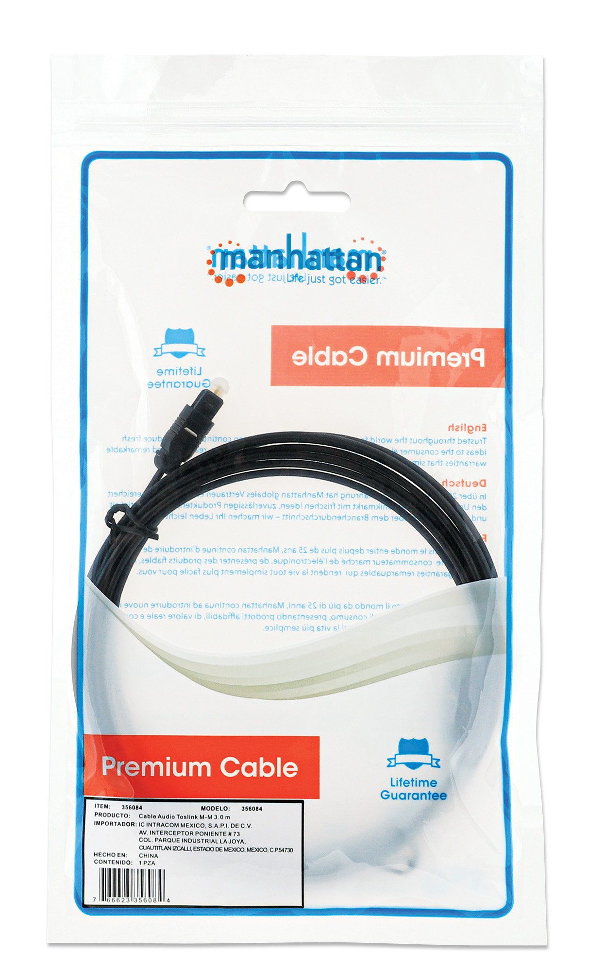 Cavo Audio Ottico Digitale Toslink 3m MANHATTAN - immagine 2