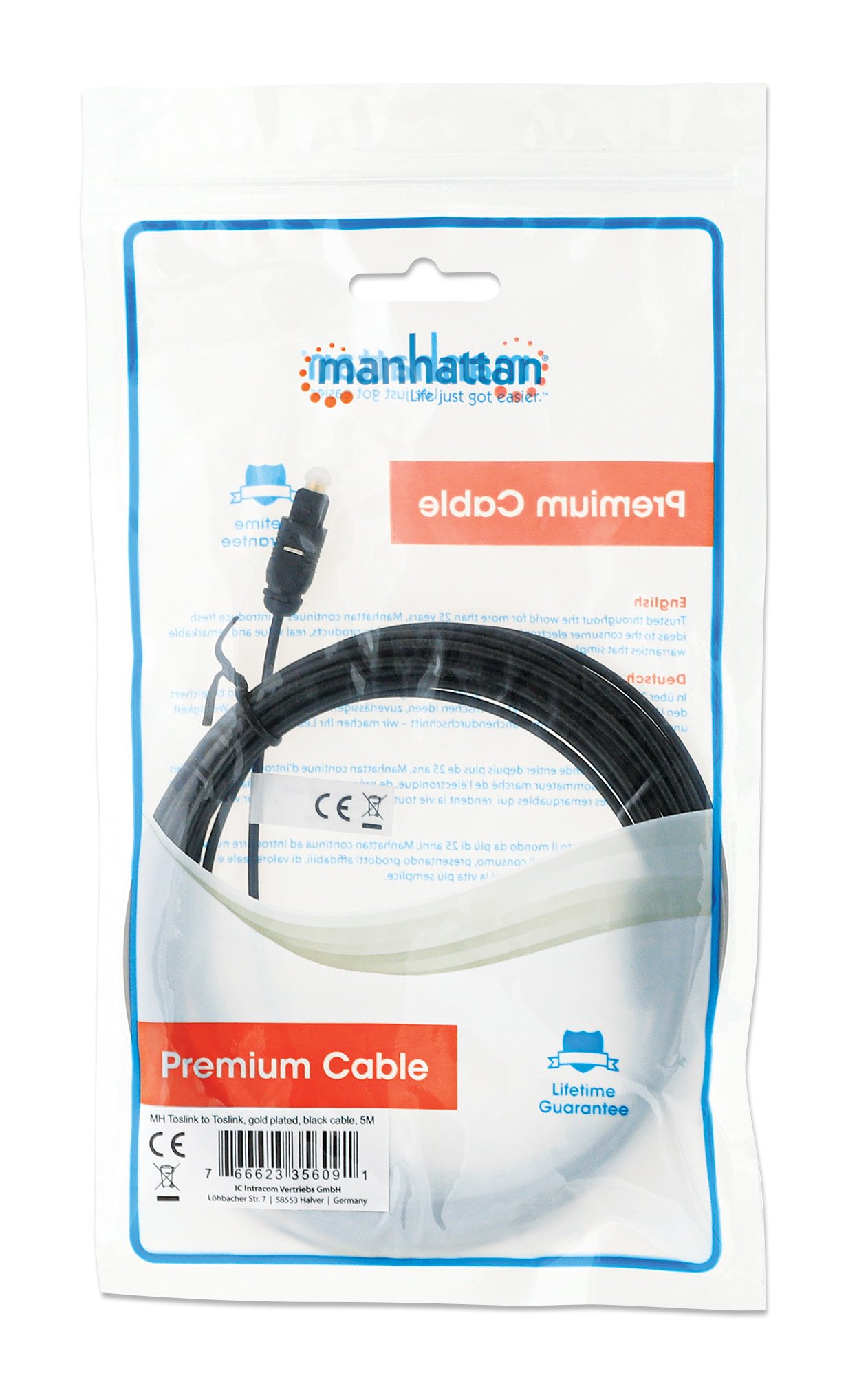 Cavo Audio Ottico Digitale Toslink 5m MANHATTAN - immagine 2
