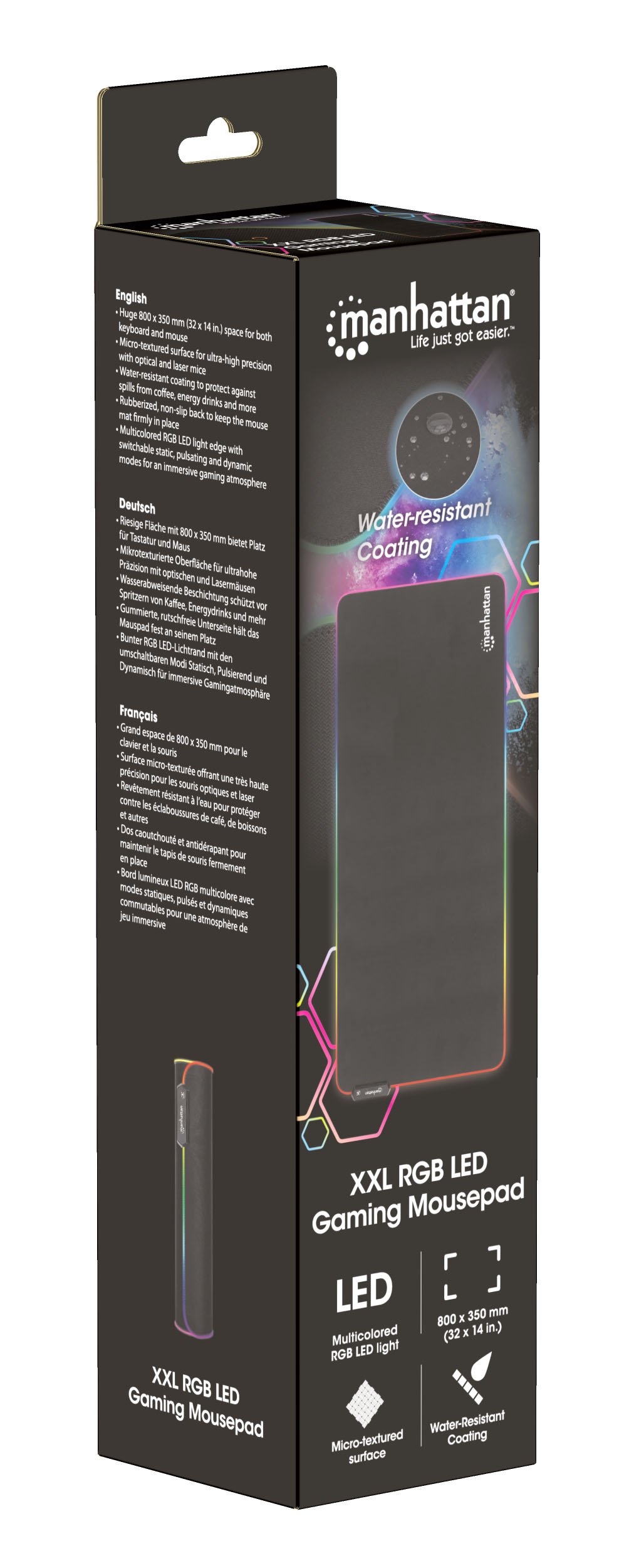Tappetino Mouse Gaming XXL Illuminazione LED Effetti Luce RGB MANHATTAN - immagine 2
