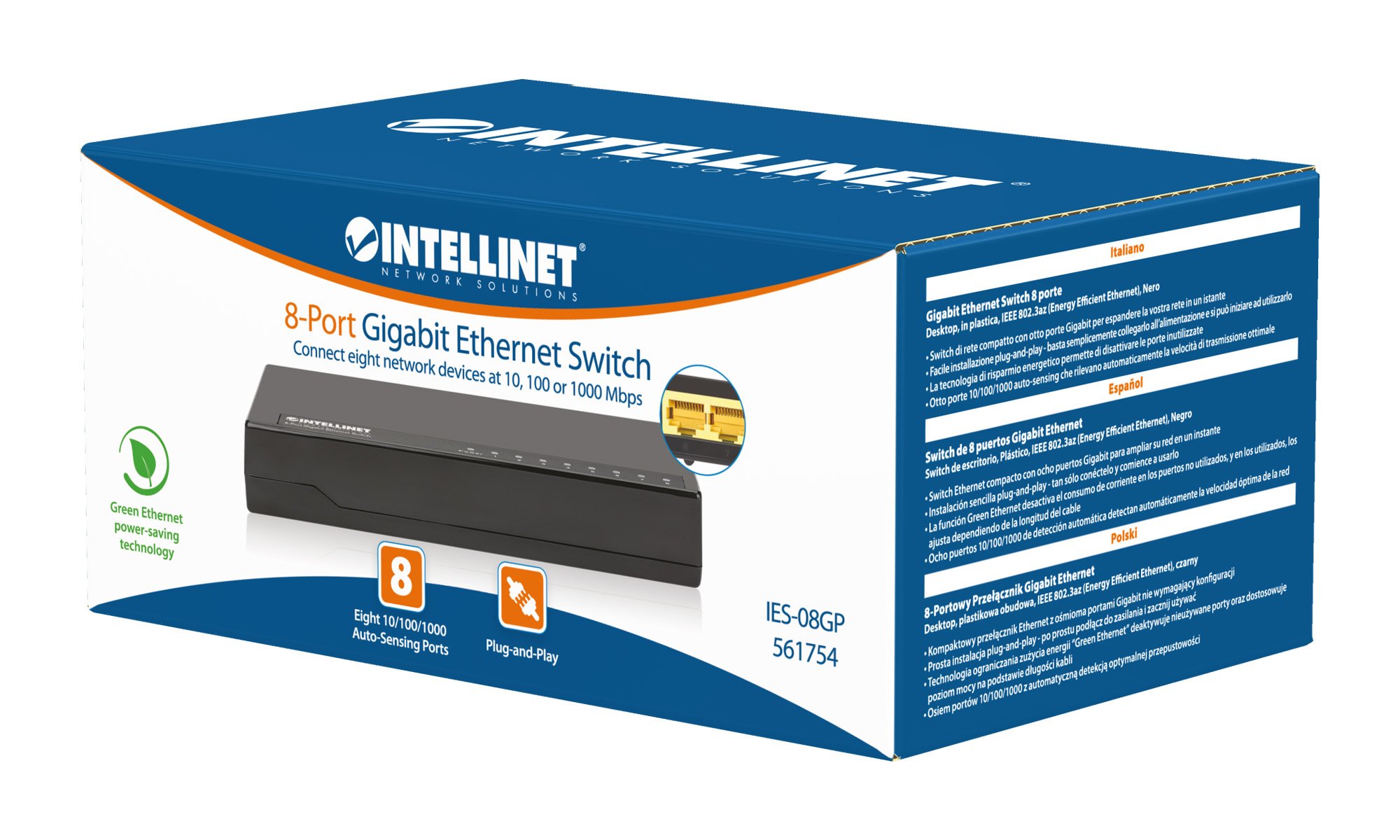 Gigabit Ethernet Switch 8 porte INTELLINET - immagine 2