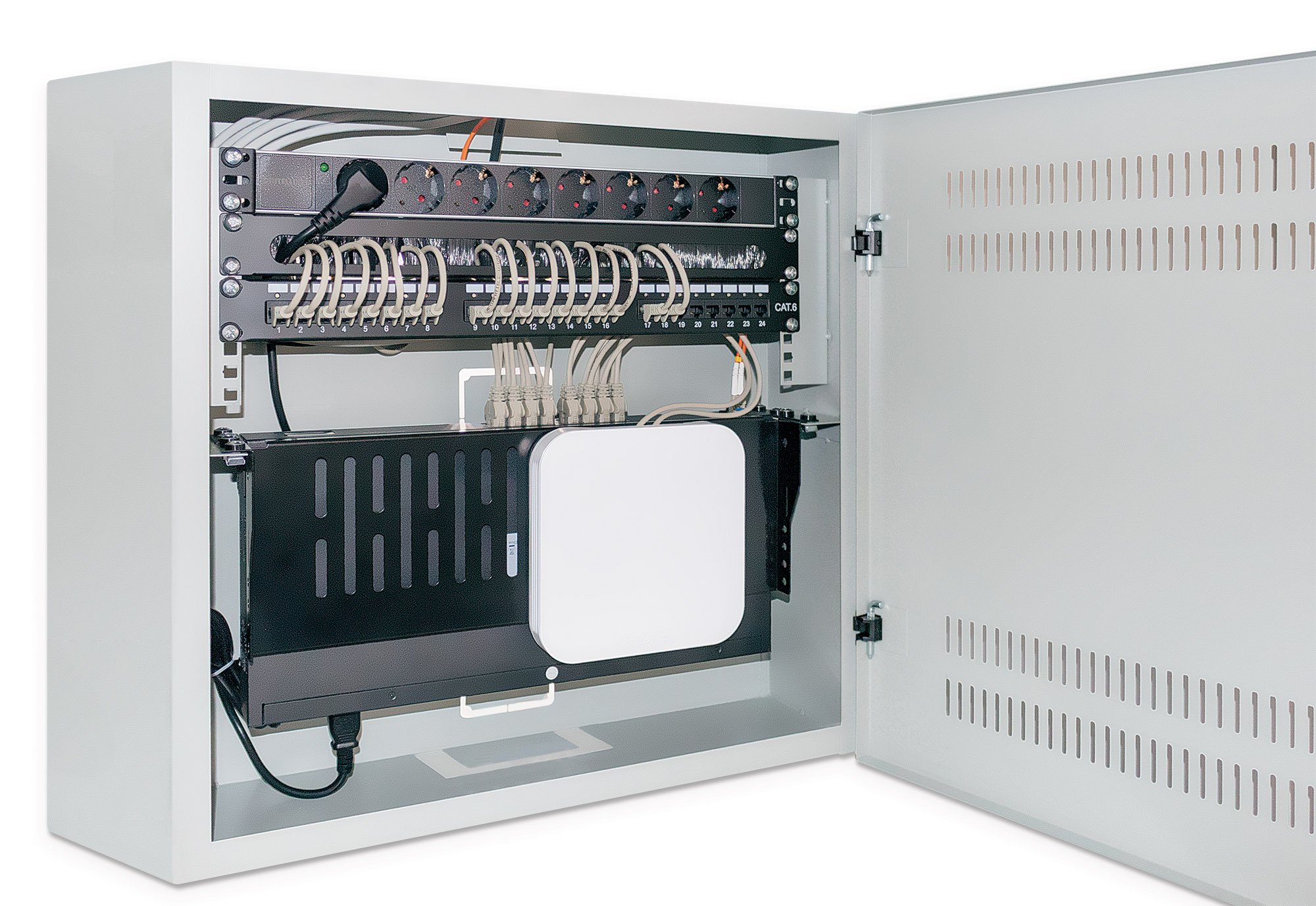 Armadio 19'' a muro a basso profilo con montanti orizzontali 4U e verticali 2U INTELLINET - immagine 2