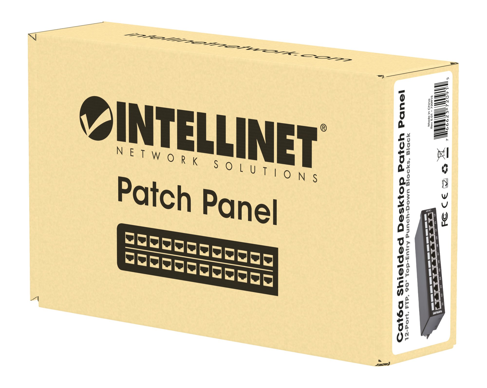 Pannello Patch 12 Posti Cat6a Schermato da Scrivania Nero INTELLINET - immagine 2