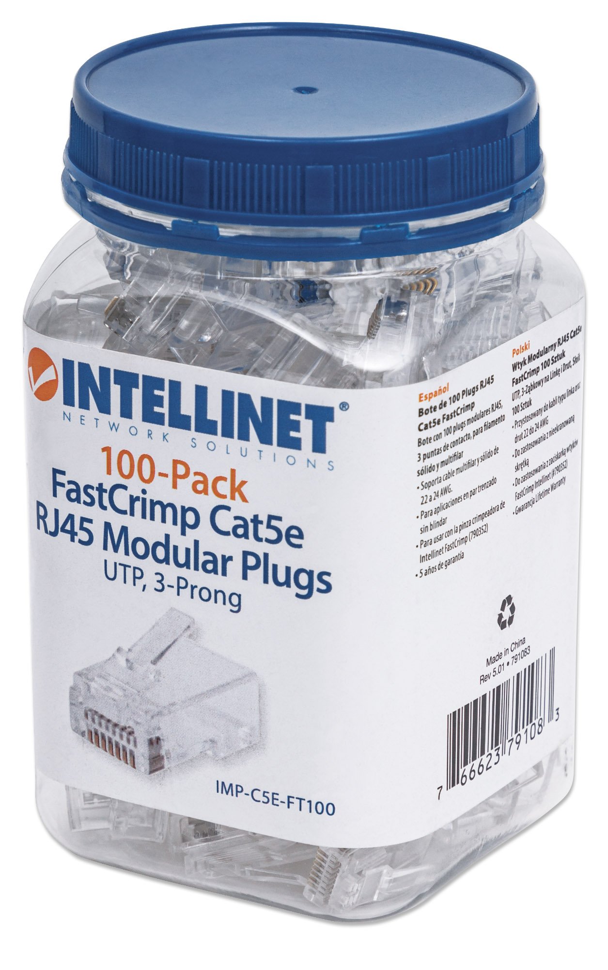 Confezione 100 Plug modulari RJ45 Passanti Cat5e FastCrimp INTELLINET - immagine 2