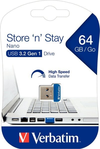 NANO Memoria USB 3.2 64GB Blu VERBATIM - immagine 2