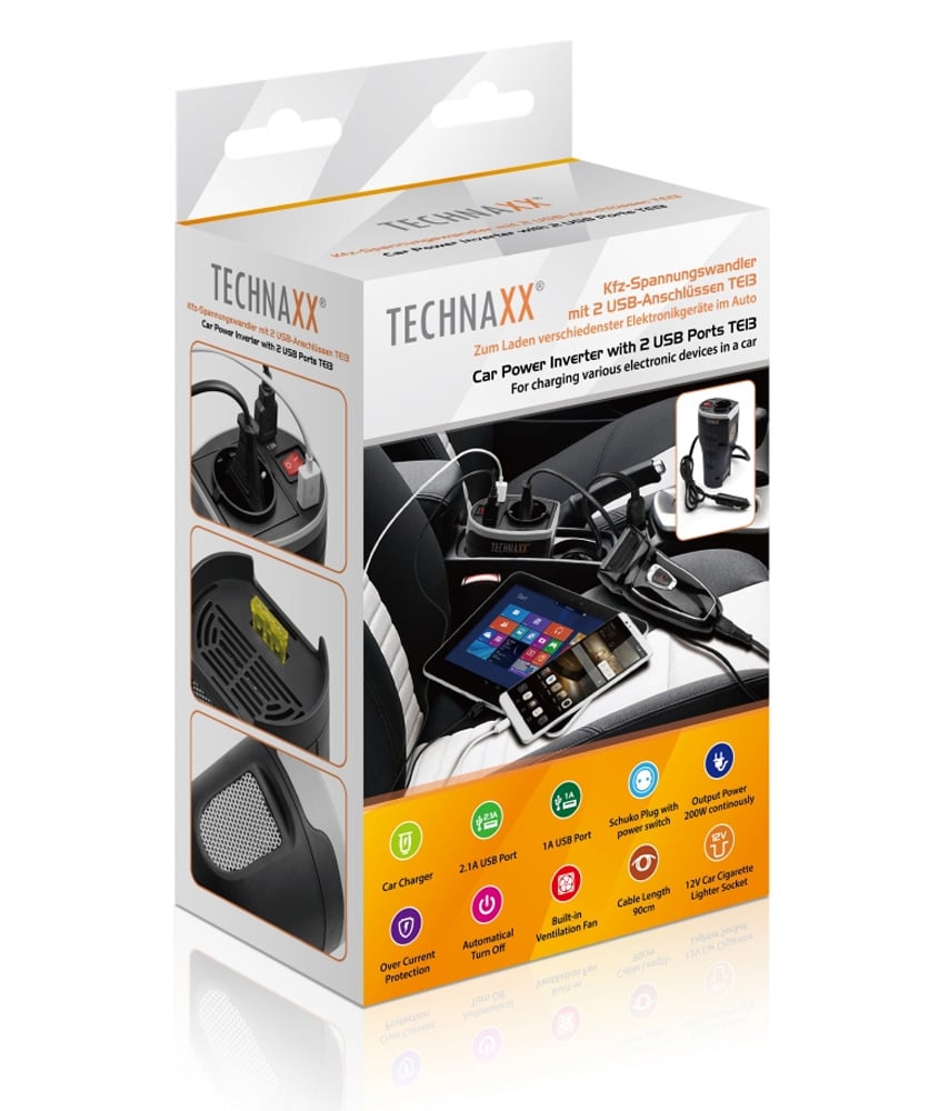 Power Inverter con 2 porte USB, TE-13 TECHNAXX - immagine 2