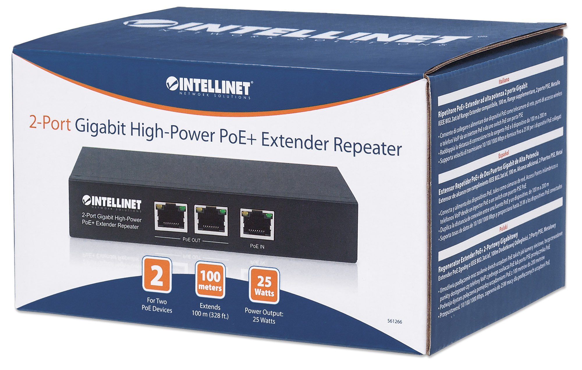 Ripetitore PoE+ Extender ad alta potenza 2 porte Gigabit INTELLINET - immagine 2