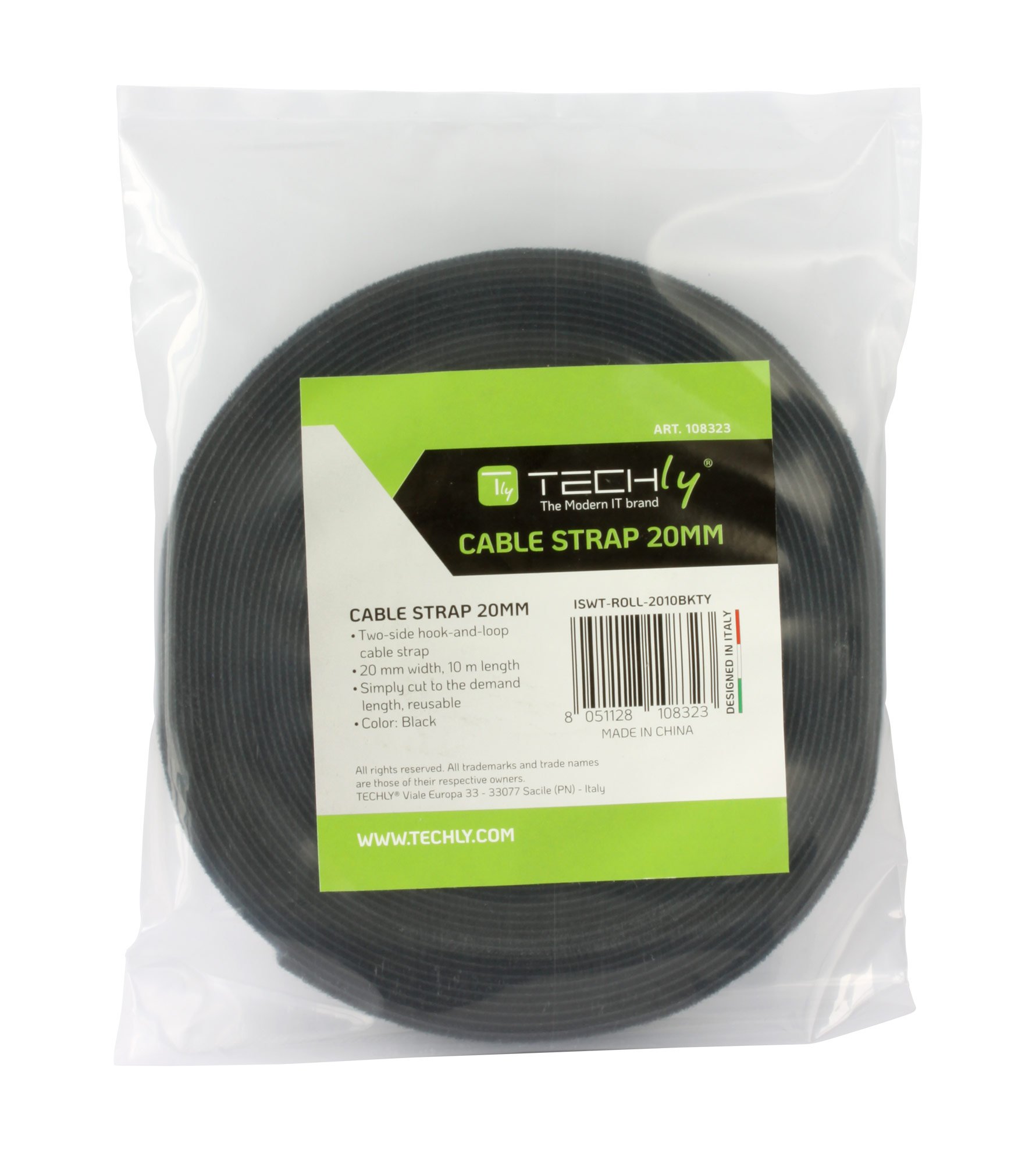 Rotolo di Feltro Adesivo Gestione cavi Lunghezza 10m Larghezza 20mm Nero TECHLY - immagine 2