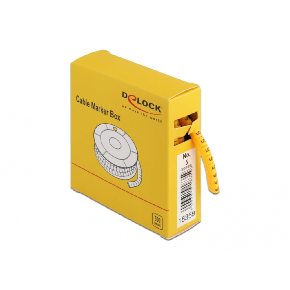 Scatola Segnacavo Giallo 500 Pezzi Numero 5 DELOCK - immagine 2