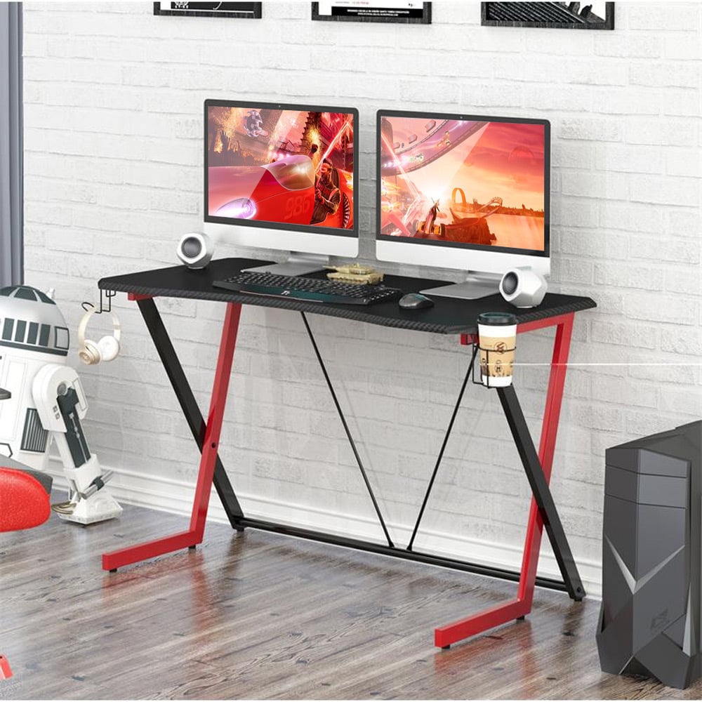 Scrivania Gaming Ergonomica Tavolo Gioco con Porta Bicchiere e Cuffie TECHLY - immagine 2