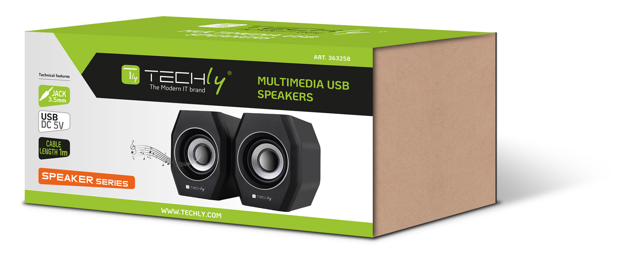 Set Altoparlanti per Notebook e PC USB 2.0 Jack 3,5mm Controllo Volume TECHLY - immagine 2