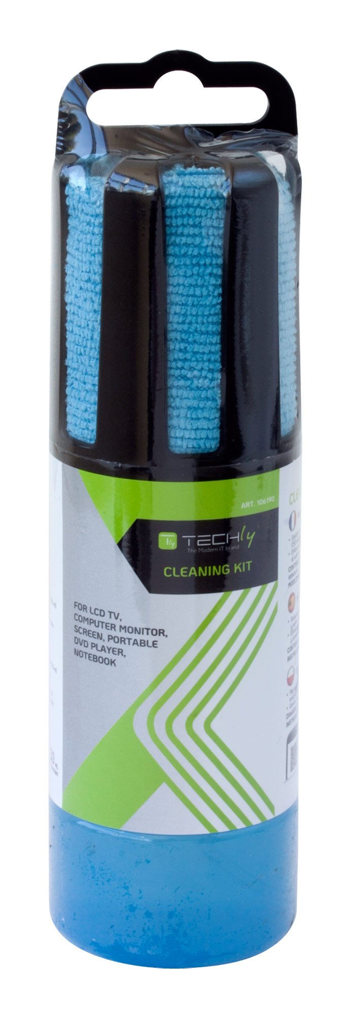 Spray di Pulizia per Monitor LCD con Panno in Microfibra Azzurro TECHLY - immagine 2