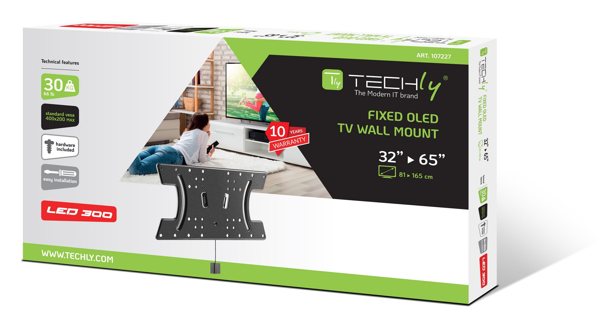Staffa a Muro Slim per OLED TV 32-65'' Nero TECHLY - immagine 2