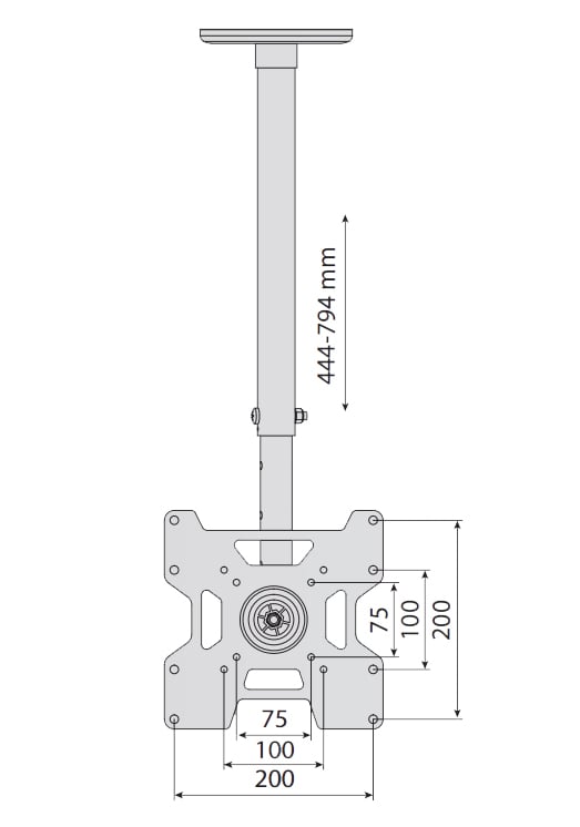 Staffa telescopica per installazione TV LED/LCD a soffitto TECHLY - immagine 2