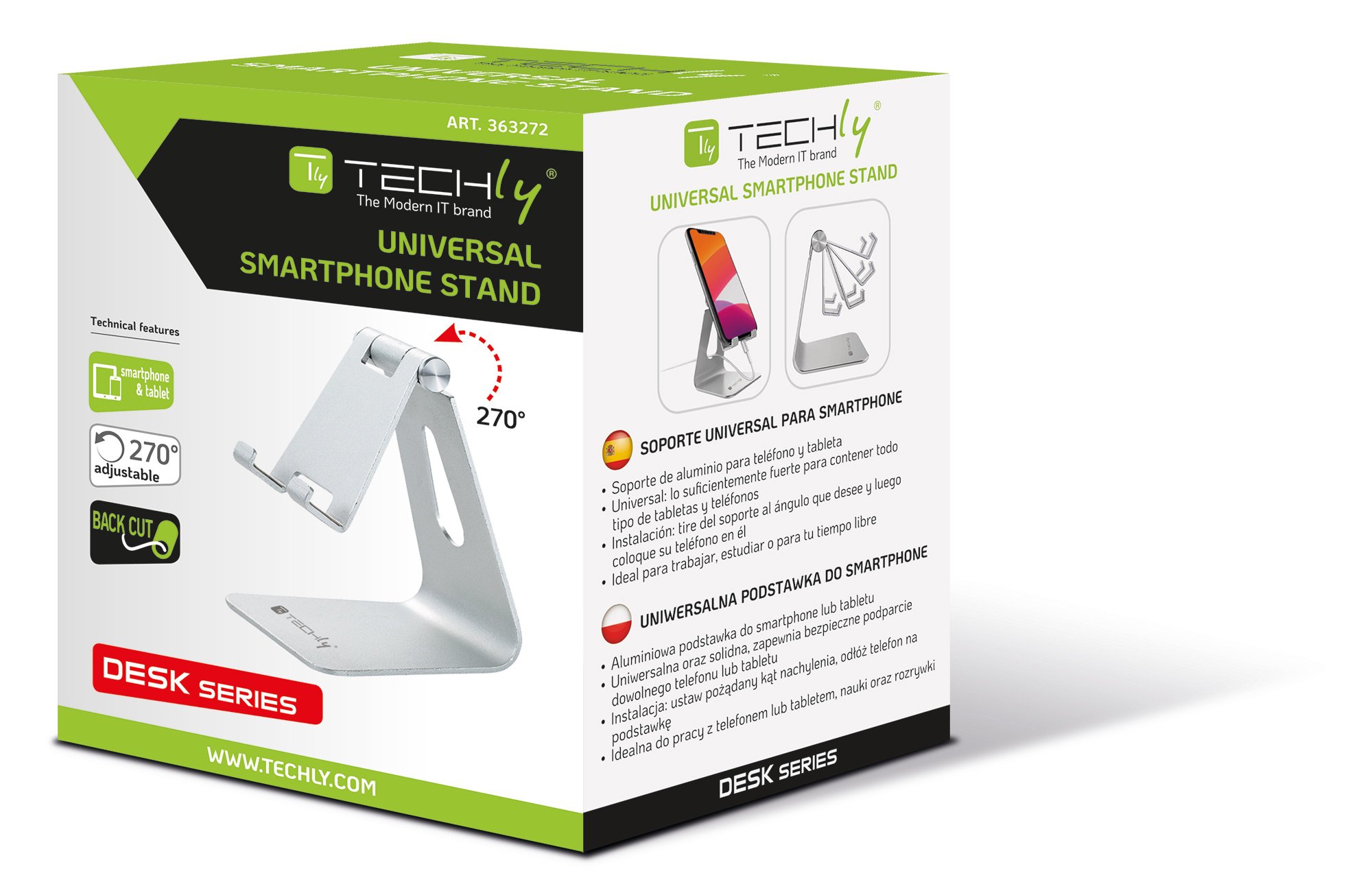 Supporto Porta Smartphone e Tablet Universale e Regolabile da Scrivania TECHLY - immagine 2