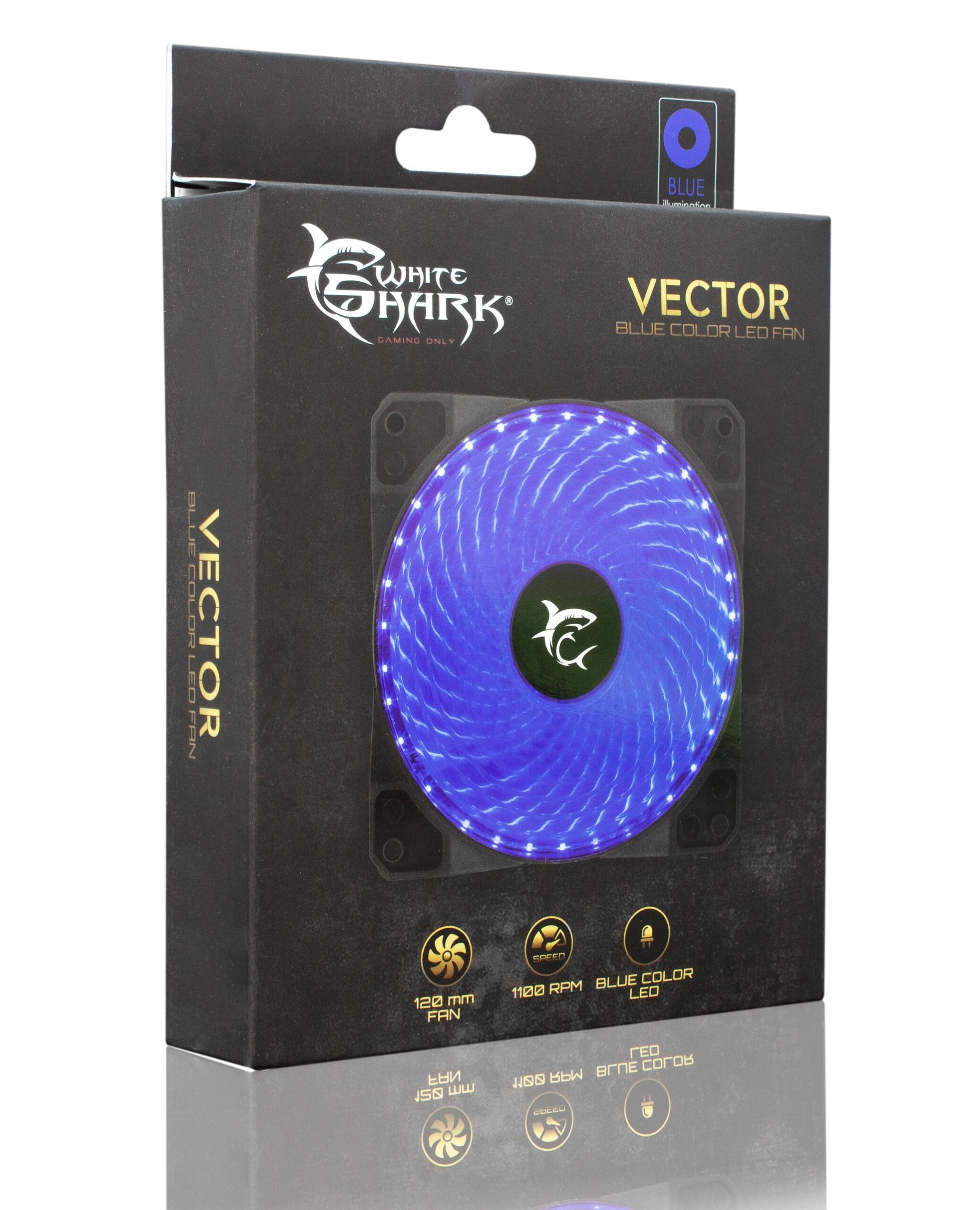 Ventola di Raffreddamento 4pin LED Blu 120 mm 1100 RPM Fan PC Gaming WHITE SHARK - immagine 2