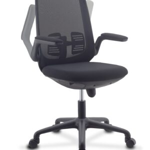 Sedia per Ufficio Regolabile in Altezza con Braccioli Pieghevoli Nera TECHLY