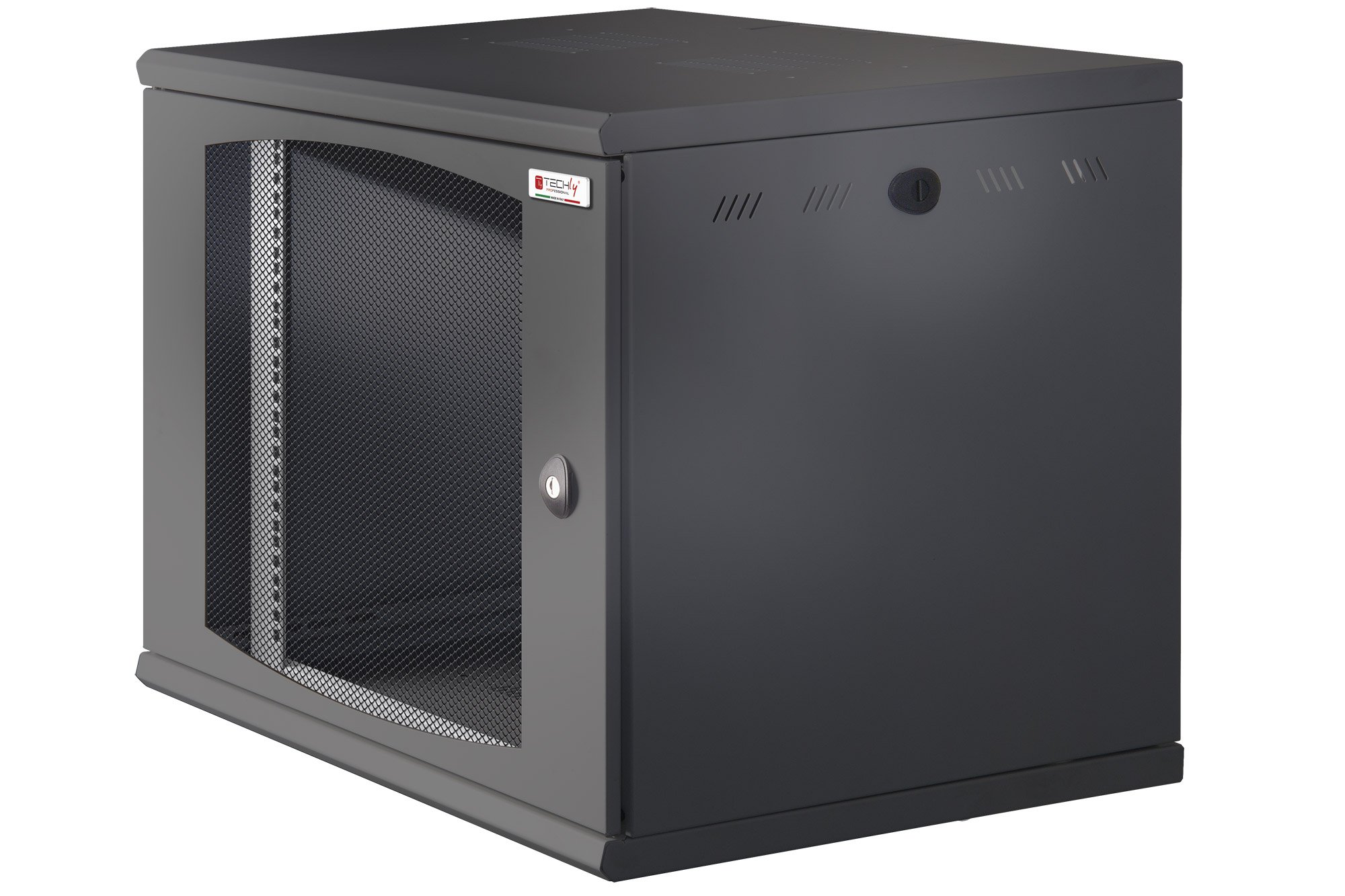 Armadio Rack 19'' a muro 10U sezione unica P 500mm Porta Grigliata Nero TECHLY PROFESSIONAL