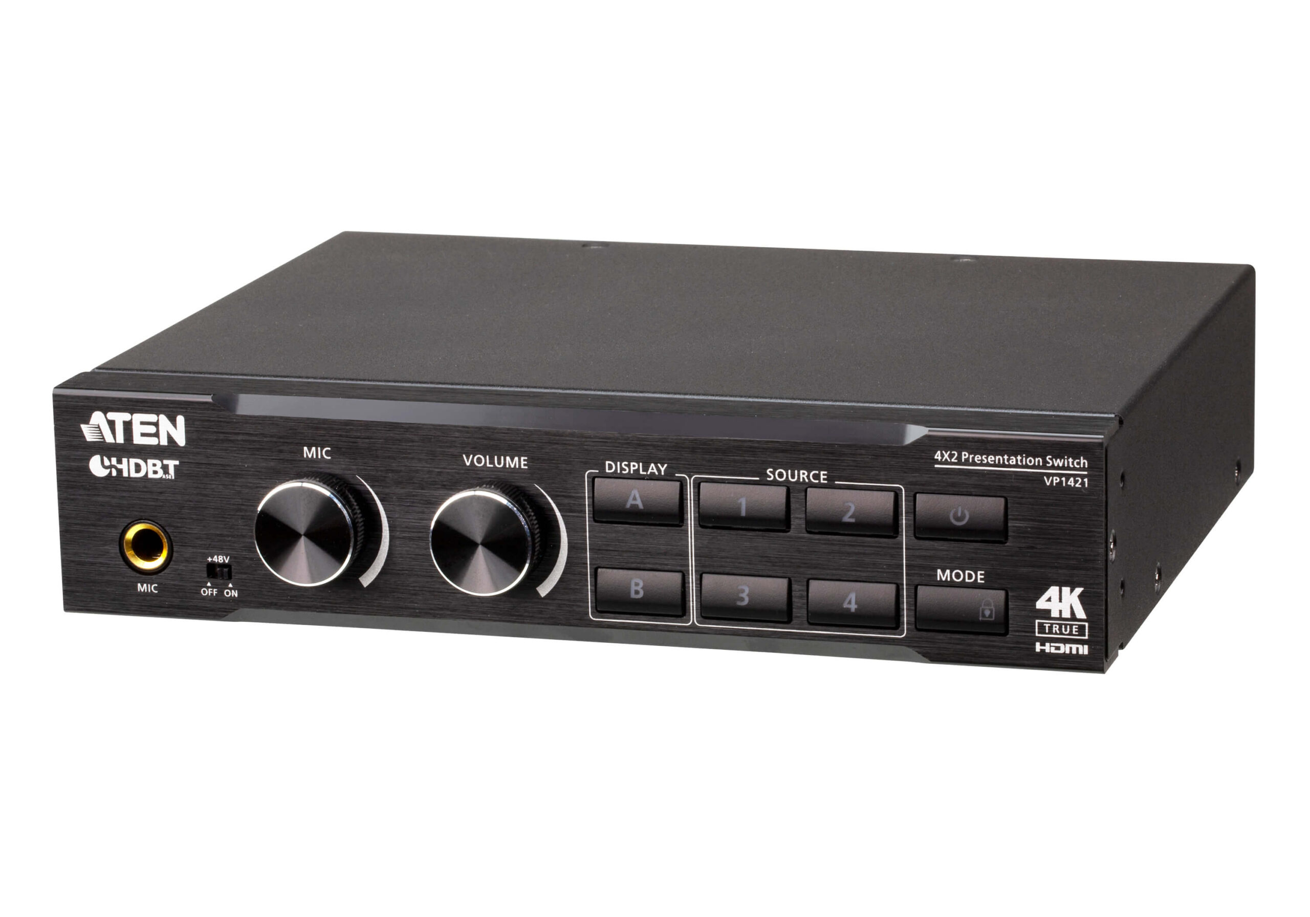Switch matrix per presentazioni 4 x 2 True 4K con scalatura, DSP, e HDBaseT-Lite, VP1421 ATEN