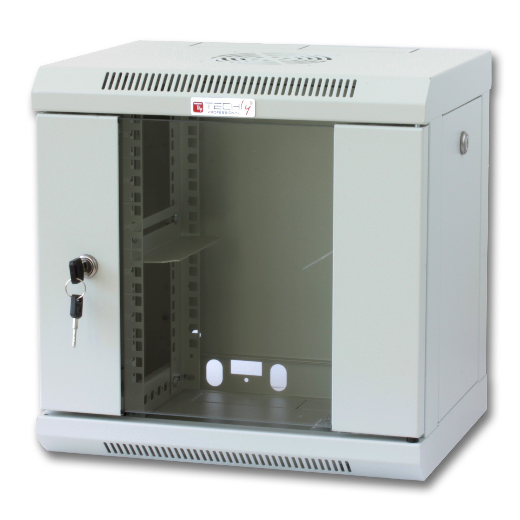 Armadio Rack 10'' a muro 6 unit&agrave; con pannelli asportabili Grigio prof. 300 mm TECHLY PROFESSIONAL