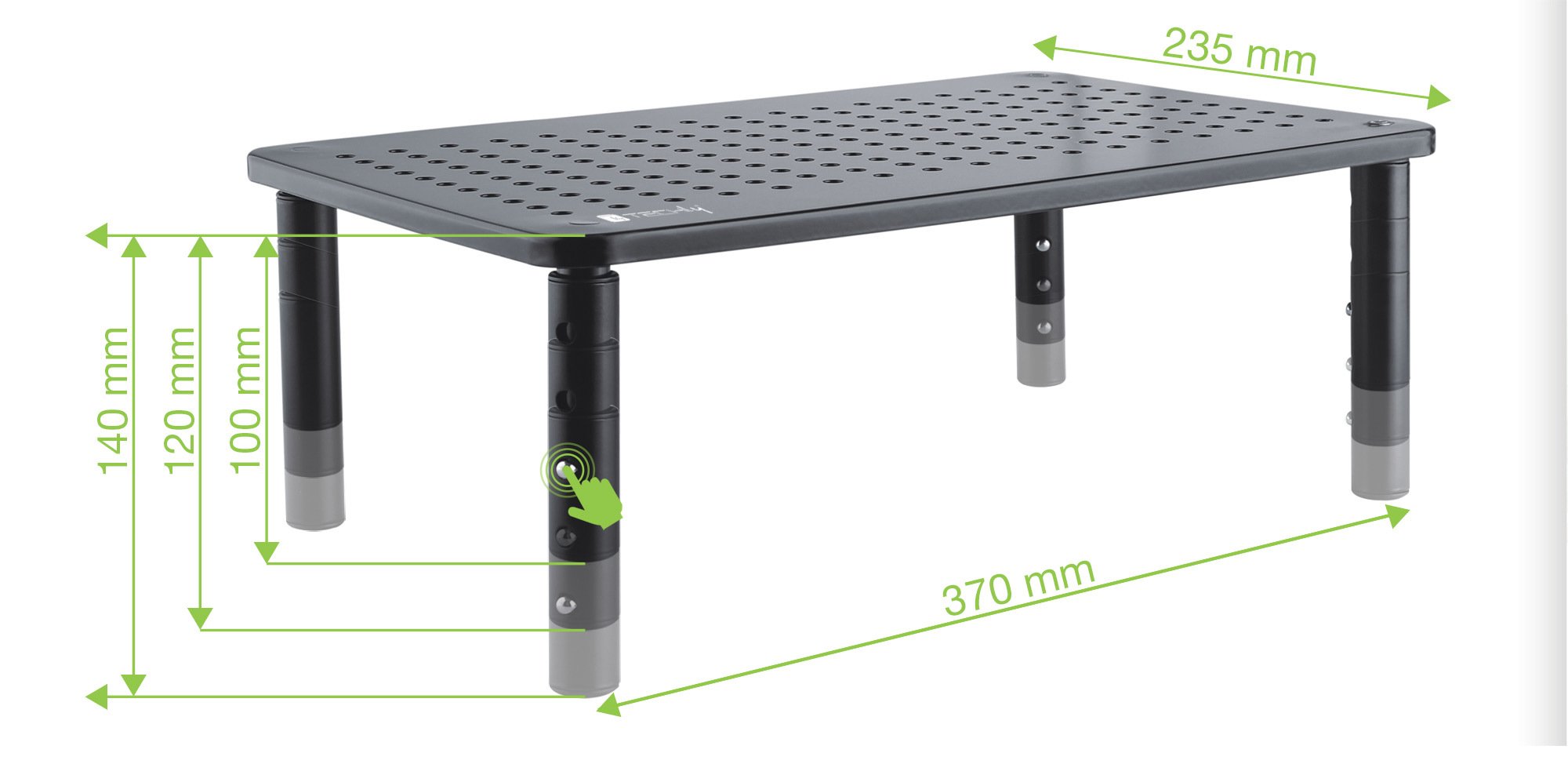 Supporto per Monitor Ergonomico Regolabile con 3 Altezze in Metallo Nero TECHLY - immagine 3