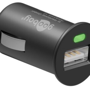 Caricatore Compatto da Auto 1 porta USB con uscita 1A Nero GOOBAY