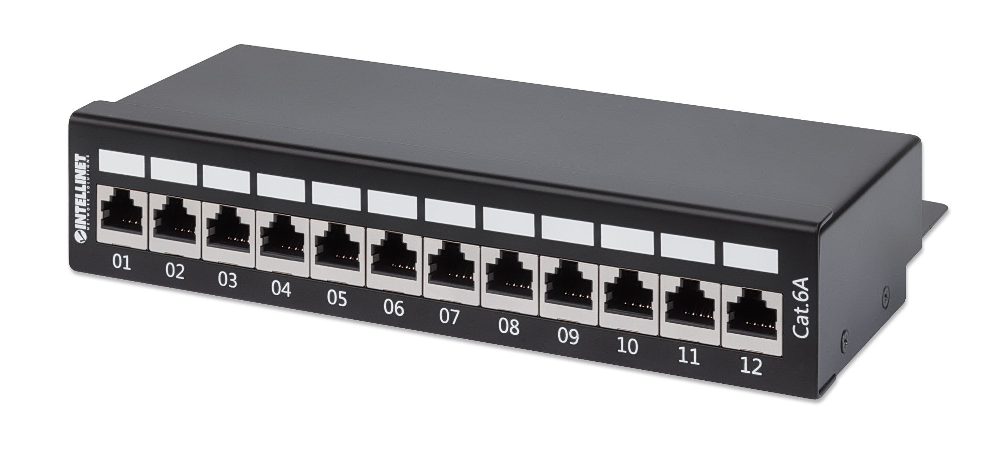 Pannello Patch 12 Posti Cat6a Schermato da Scrivania Nero INTELLINET