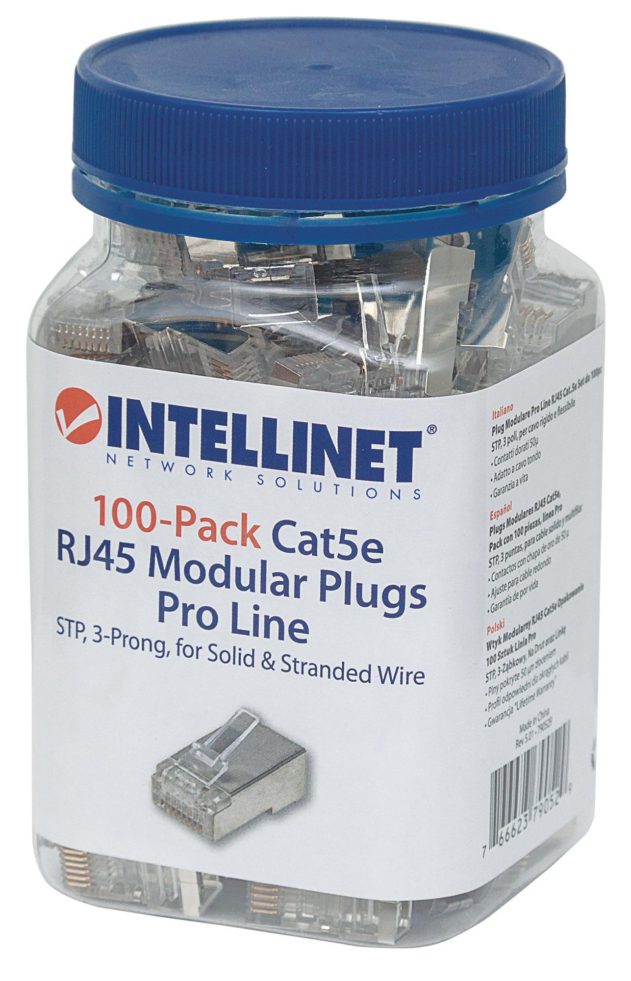 Confezione 100 Plug Modulari Pro Line RJ45 Cat.5e STP INTELLINET
