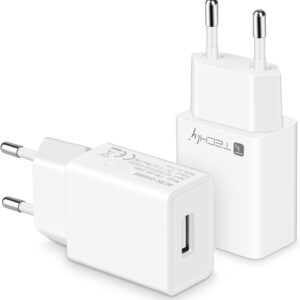 Caricatore Alimentatore USB-A da Muro 5V 2.4A per Smartphone o Tablet TECHLY