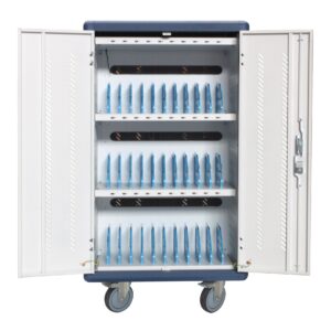 Carrello Stazione di Ricarica USB Ventilato per 30 Notebook/Tablet/Smartphone Bianco/Blu TECHLY PROFESSIONAL