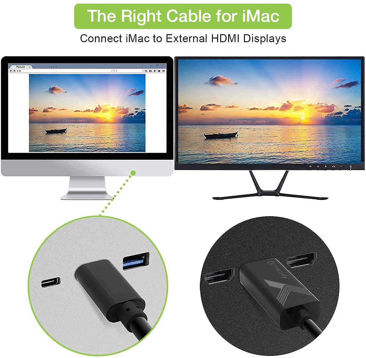 Cavo Adattatore USB-C™ Maschio a HDMI 2.0 4K Maschio 2m Nero TECHLY - immagine 4