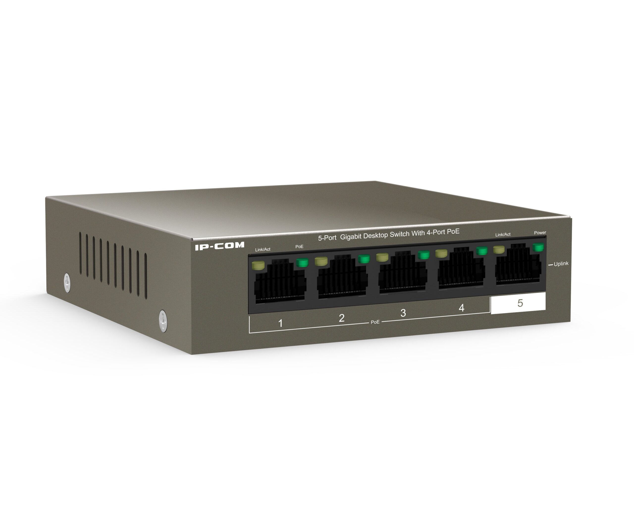 Switch 5 Porte Gigabit Desktop con 4 porte PoE+ IP-COM - immagine 3