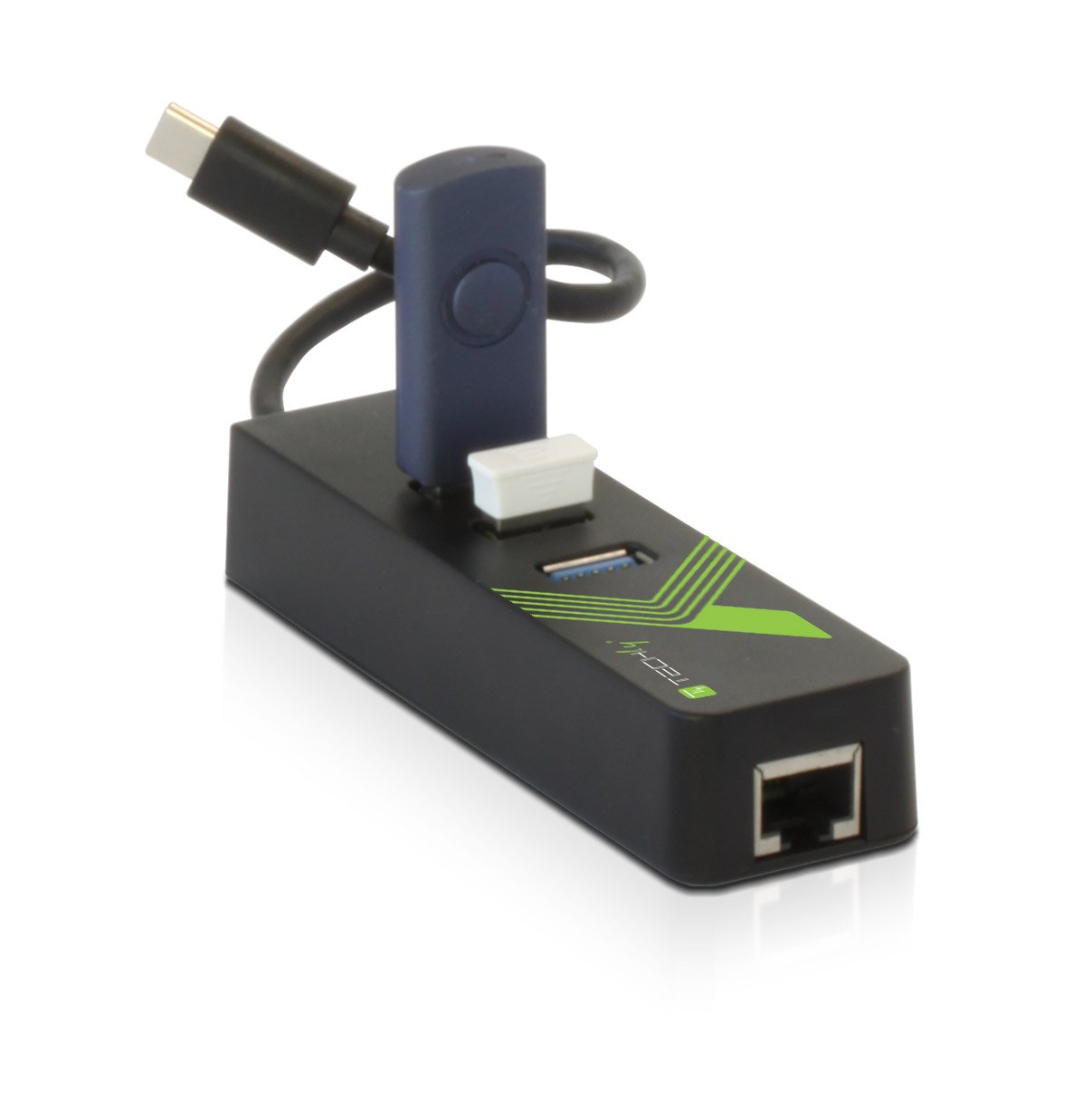 Adattatore Convertitore USB-C&trade; Ethernet Gigabit con Hub 3 porte USB-A 3.0 TECHLY - immagine 3