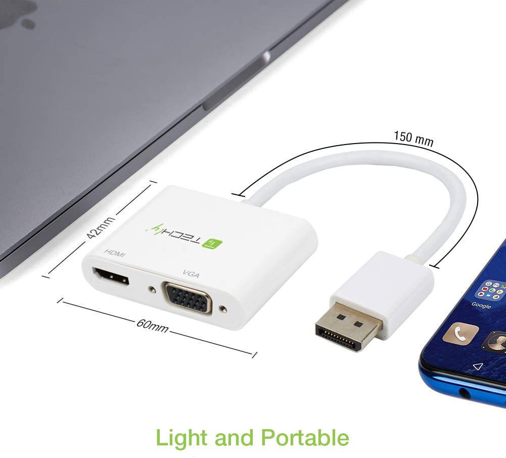 Adattatore DisplayPort ad HDMI/VGA 4K 30Hz TECHLY - immagine 2