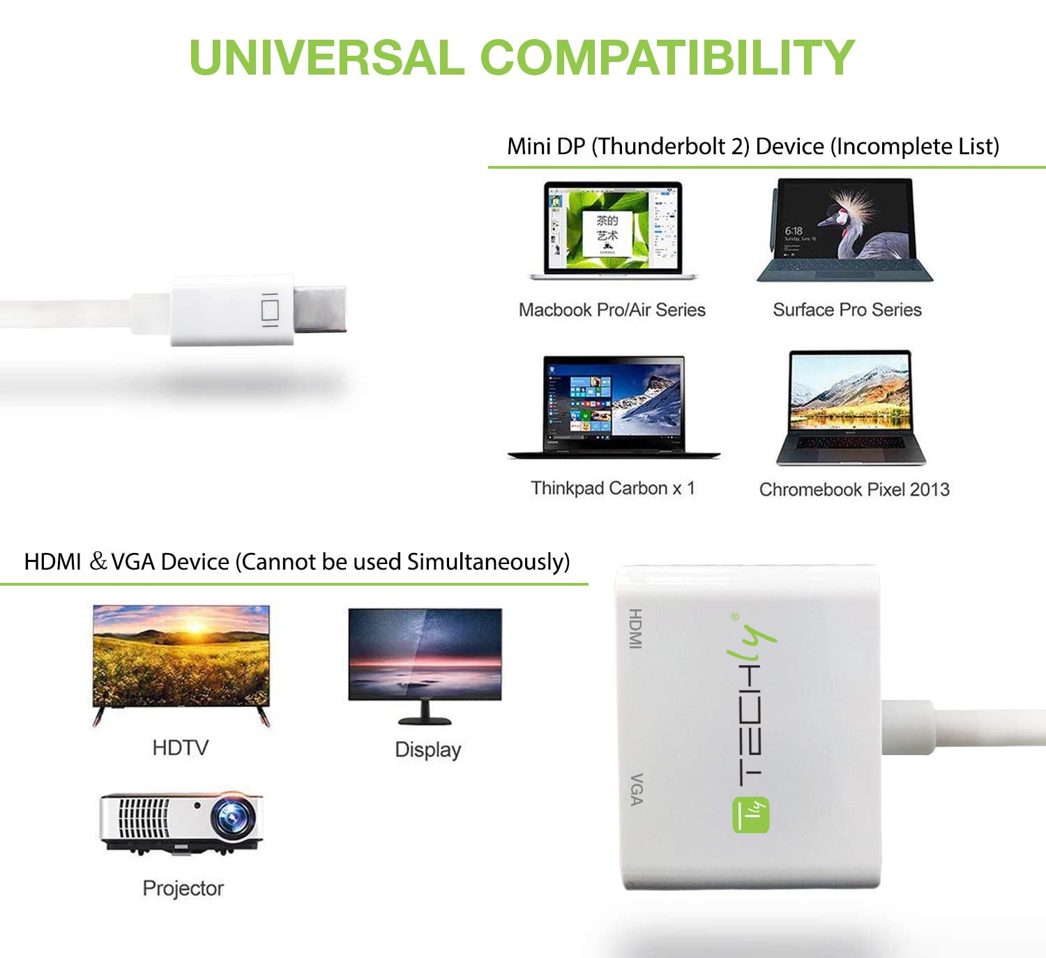 Adattatore Mini DisplayPort ad HDMI/VGA TECHLY - immagine 3