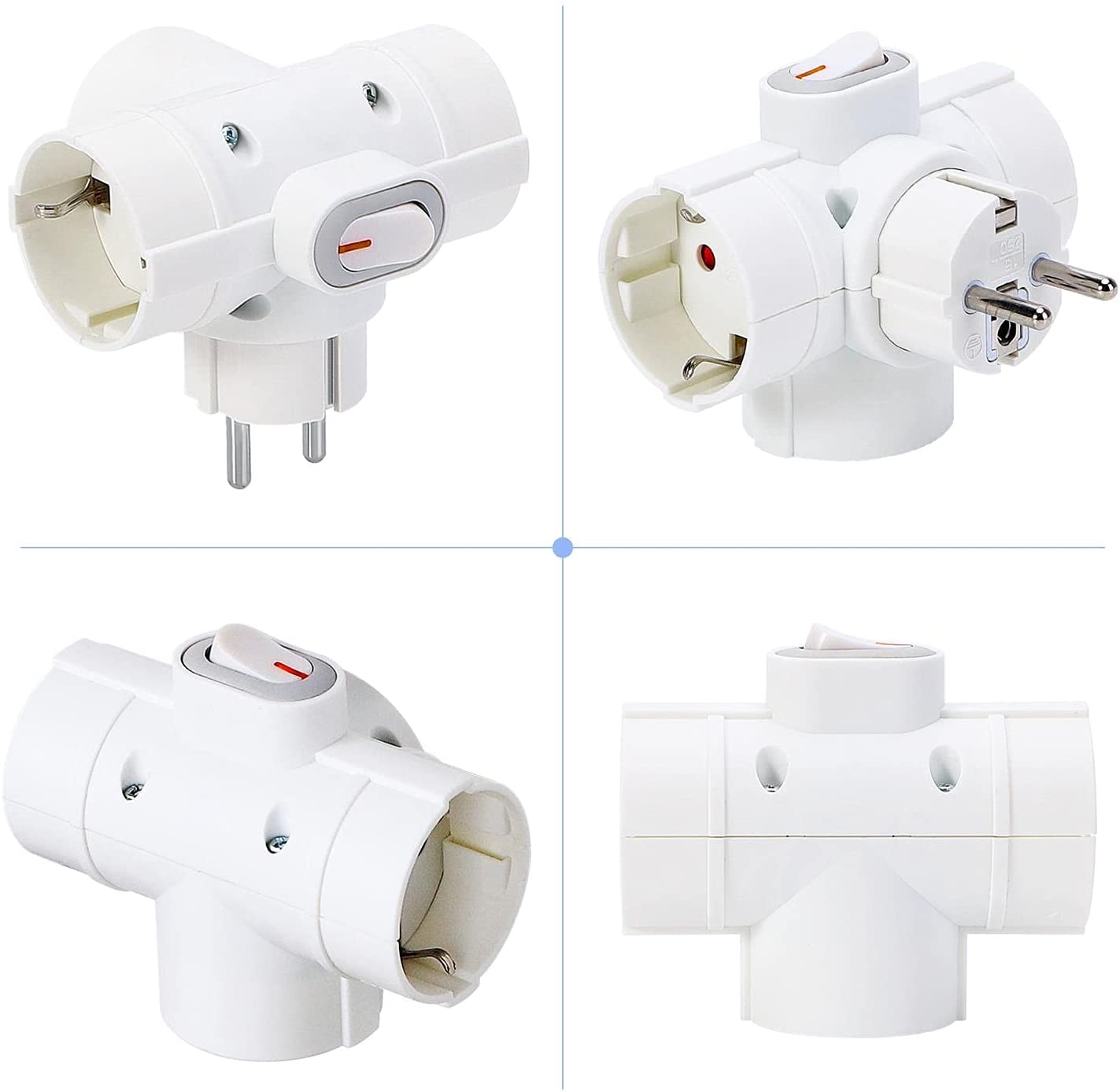 Adattatore Triplo Schuko Spina 2P+T 3 Prese 16A Bianco FME - immagine 3