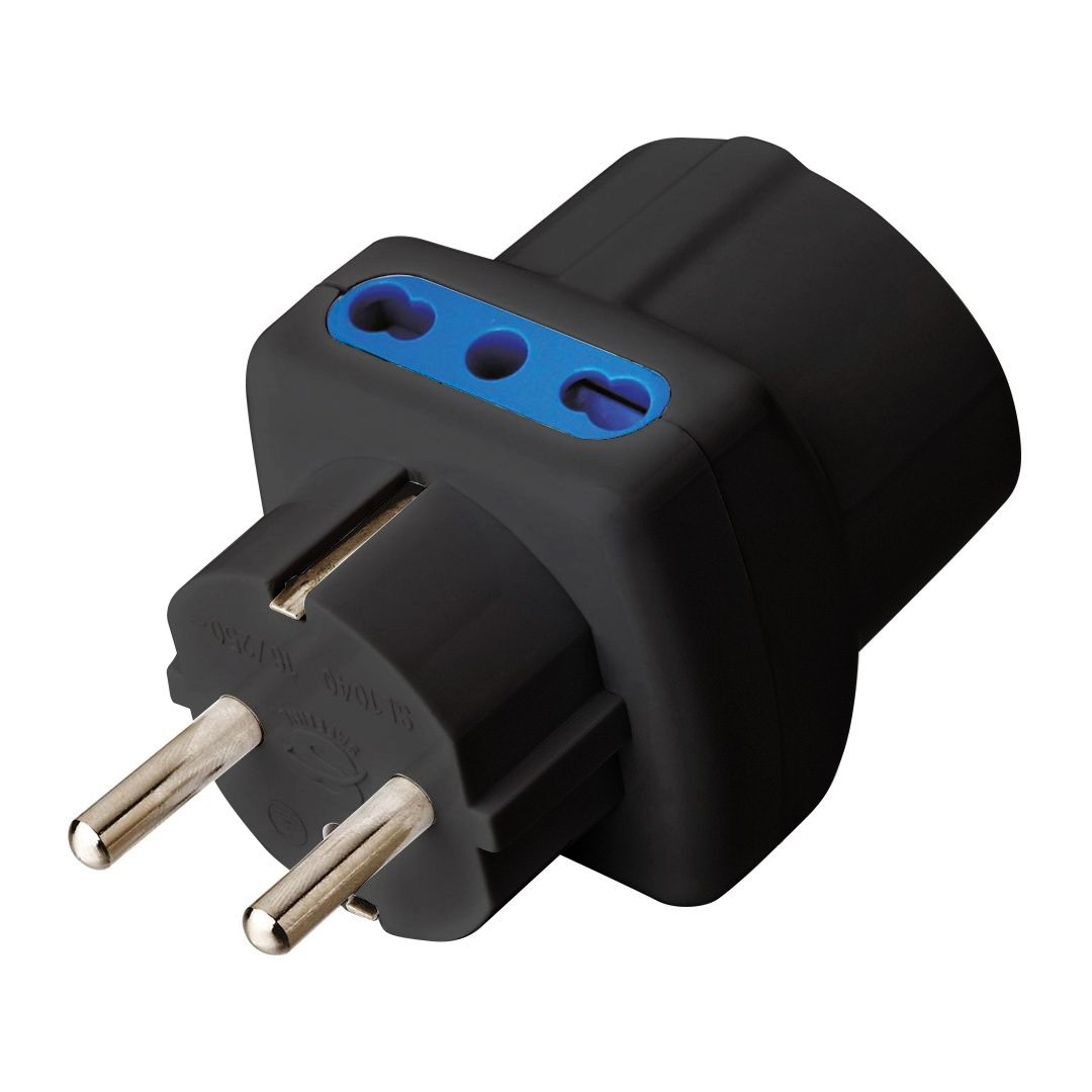 Adattatore Triplo Spina Schuko a Prese Bipasso con Schuko Nero TECHLY - immagine 2