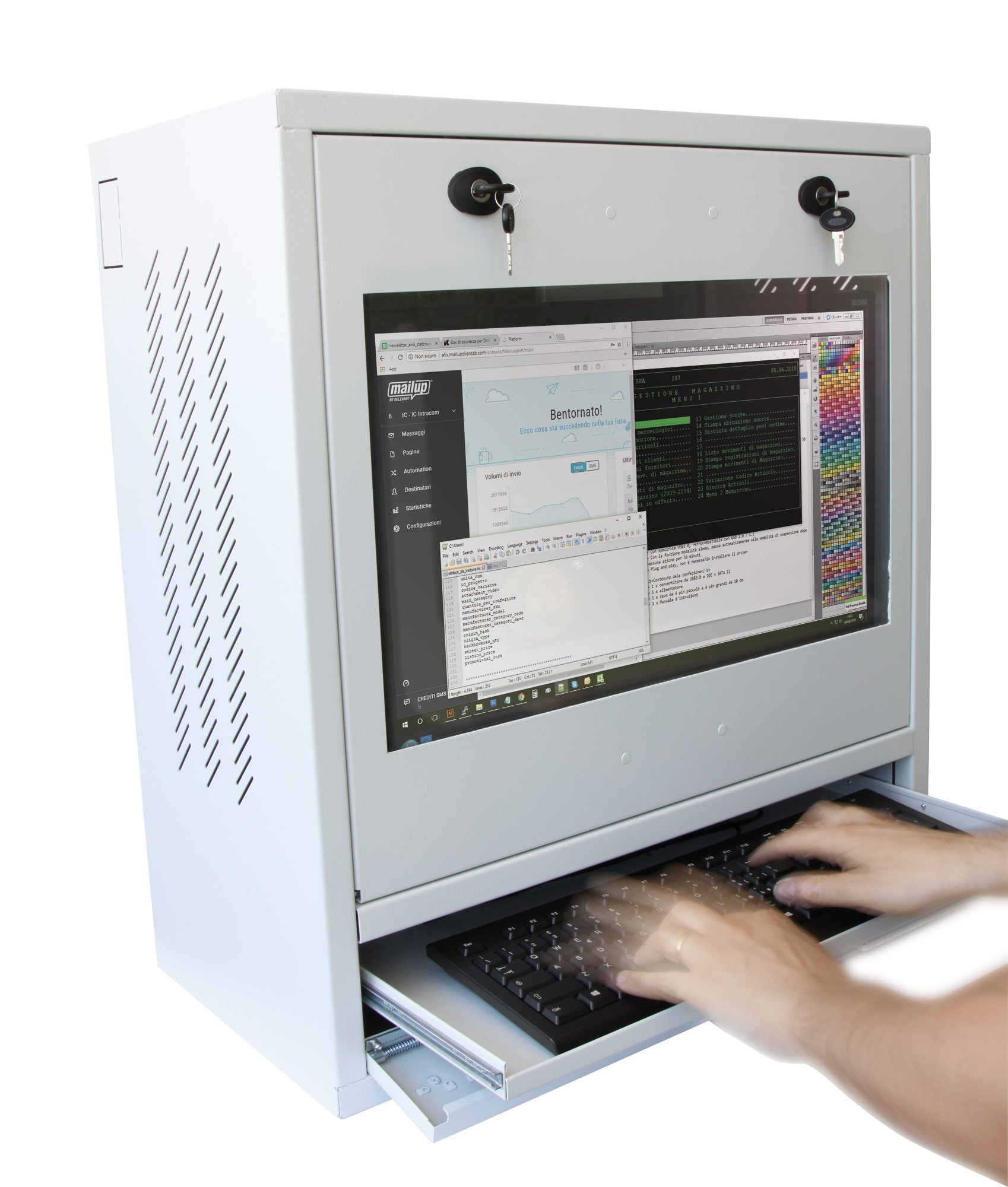Armadio di sicurezza per PC, monitor LCD e tastiera Grigio TECHLY PROFESSIONAL - immagine 3