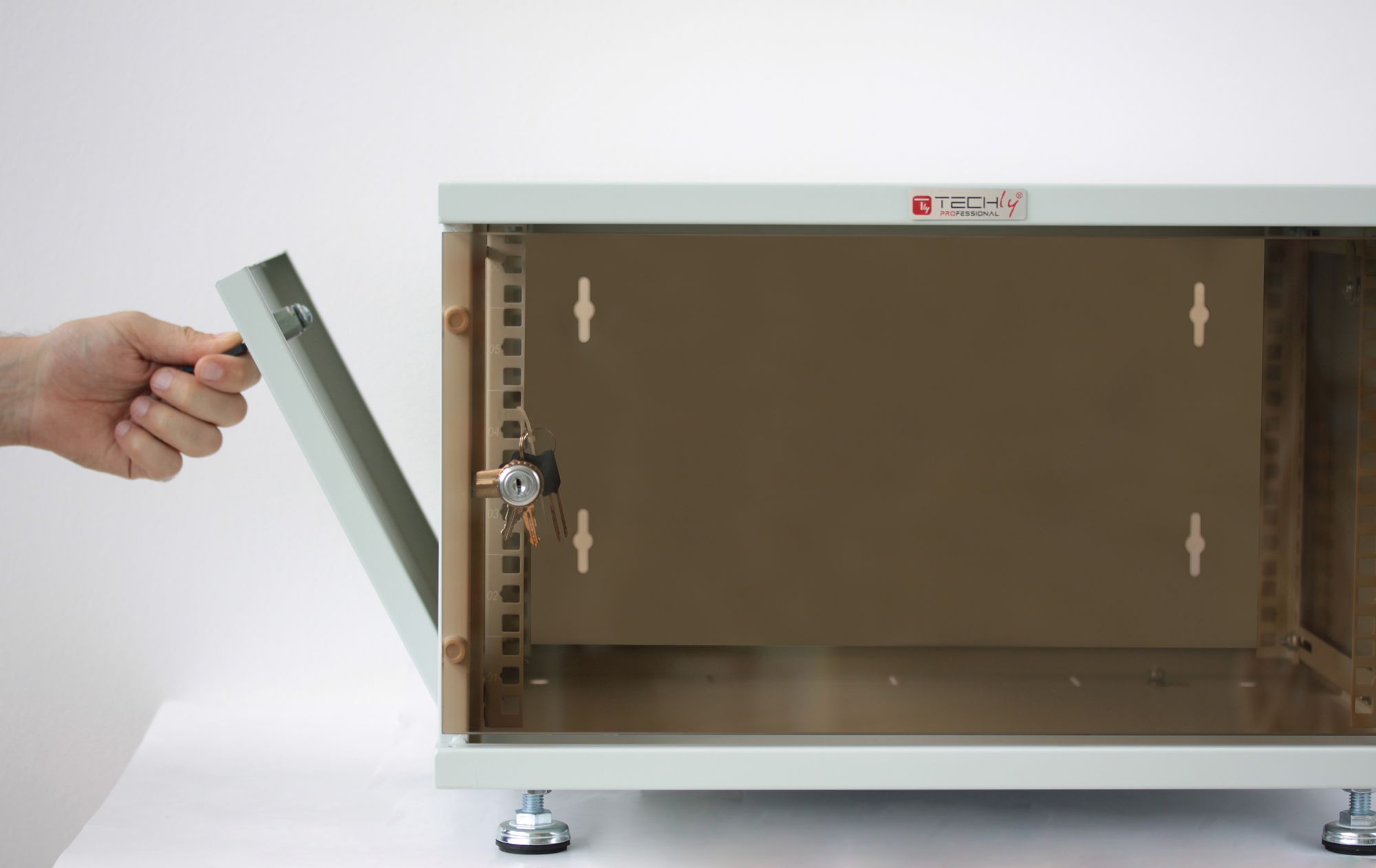 Armadio Rack 19'' a Muro 6U prof. 450 Grigio Assemblato TECHLY PROFESSIONAL - immagine 3