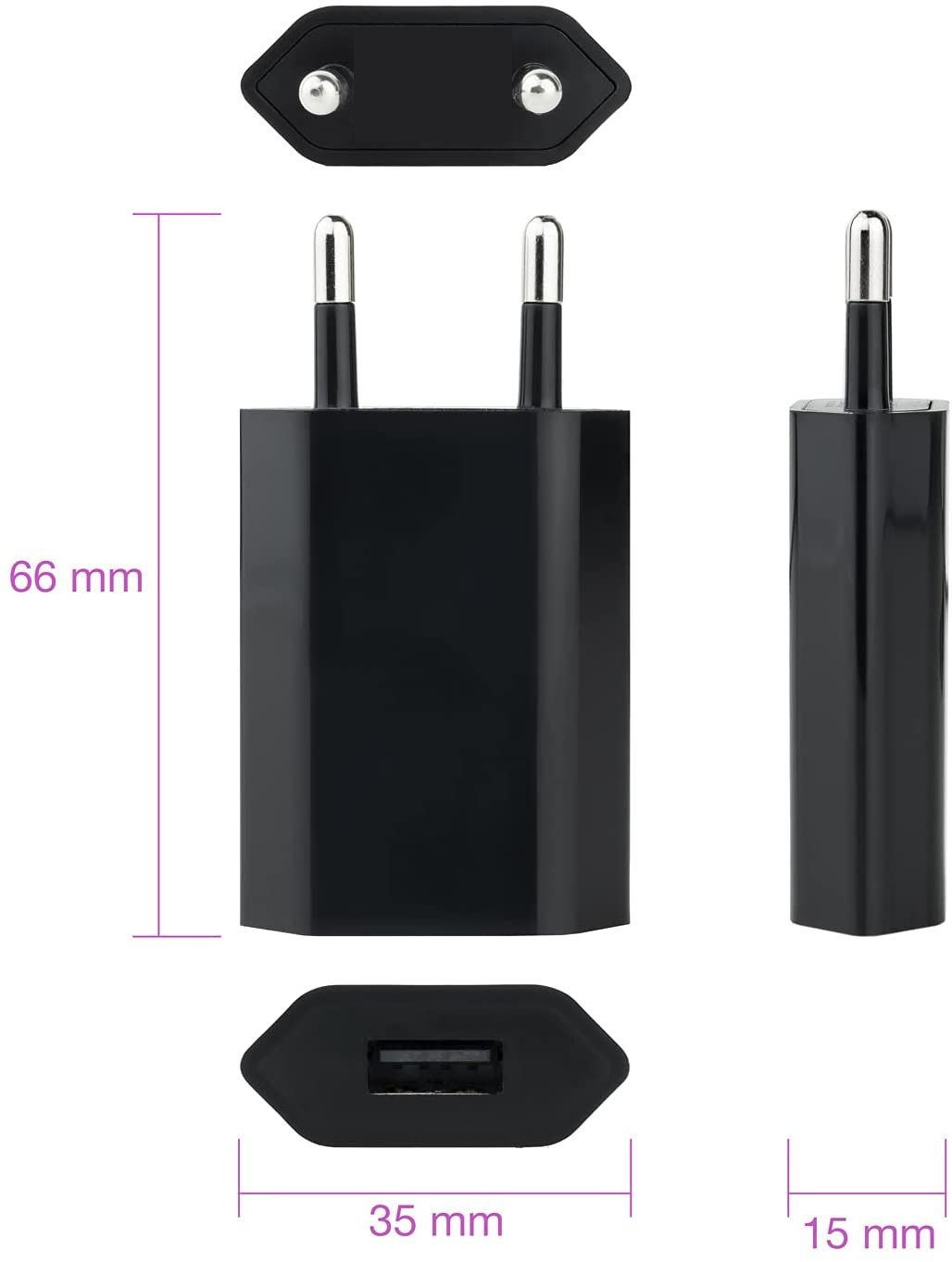 Caricatore USB 1A Compatto Spina Europea Nero TECHLY - immagine 3