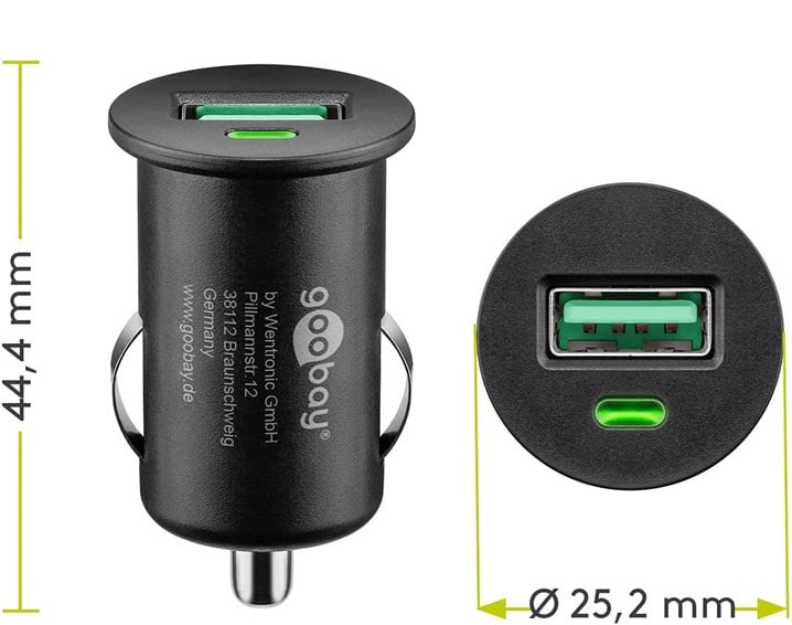 Caricatore USB da auto Quick Charge 3.0 2.4A 18Watt GOOBAY - immagine 2