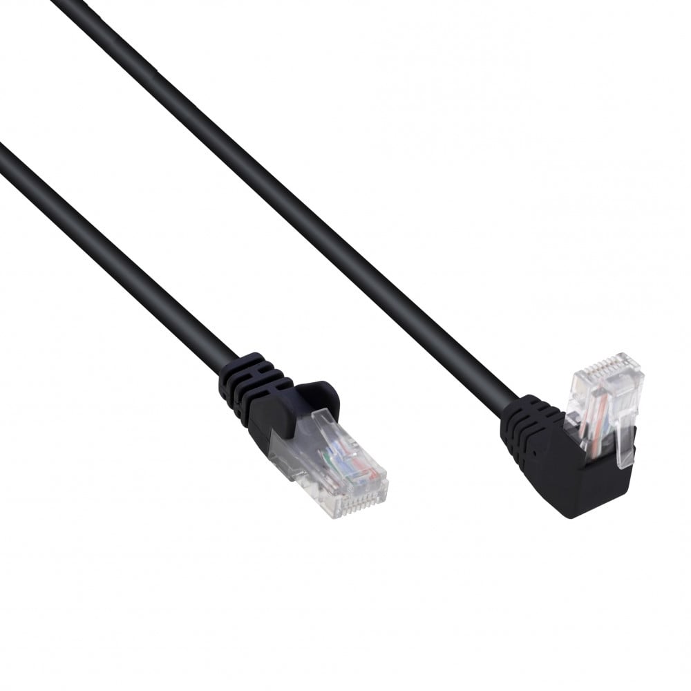 Cavo di Rete Patch Connettore Angolato 90° CCA Cat. 5E UTP 0,25m Nero TECHLY PROFESSIONAL - immagine 3