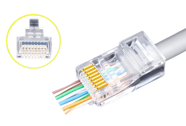 Confezione 100 Plug Modulari RJ45 Passante Cat6 FastCrimp UTP INTELLINET - immagine 3