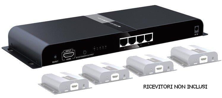 Extender Splitter 4 vie HDMI con IR su Cavo CAT6/6a/7 fino a 120m TECHLY - immagine 3
