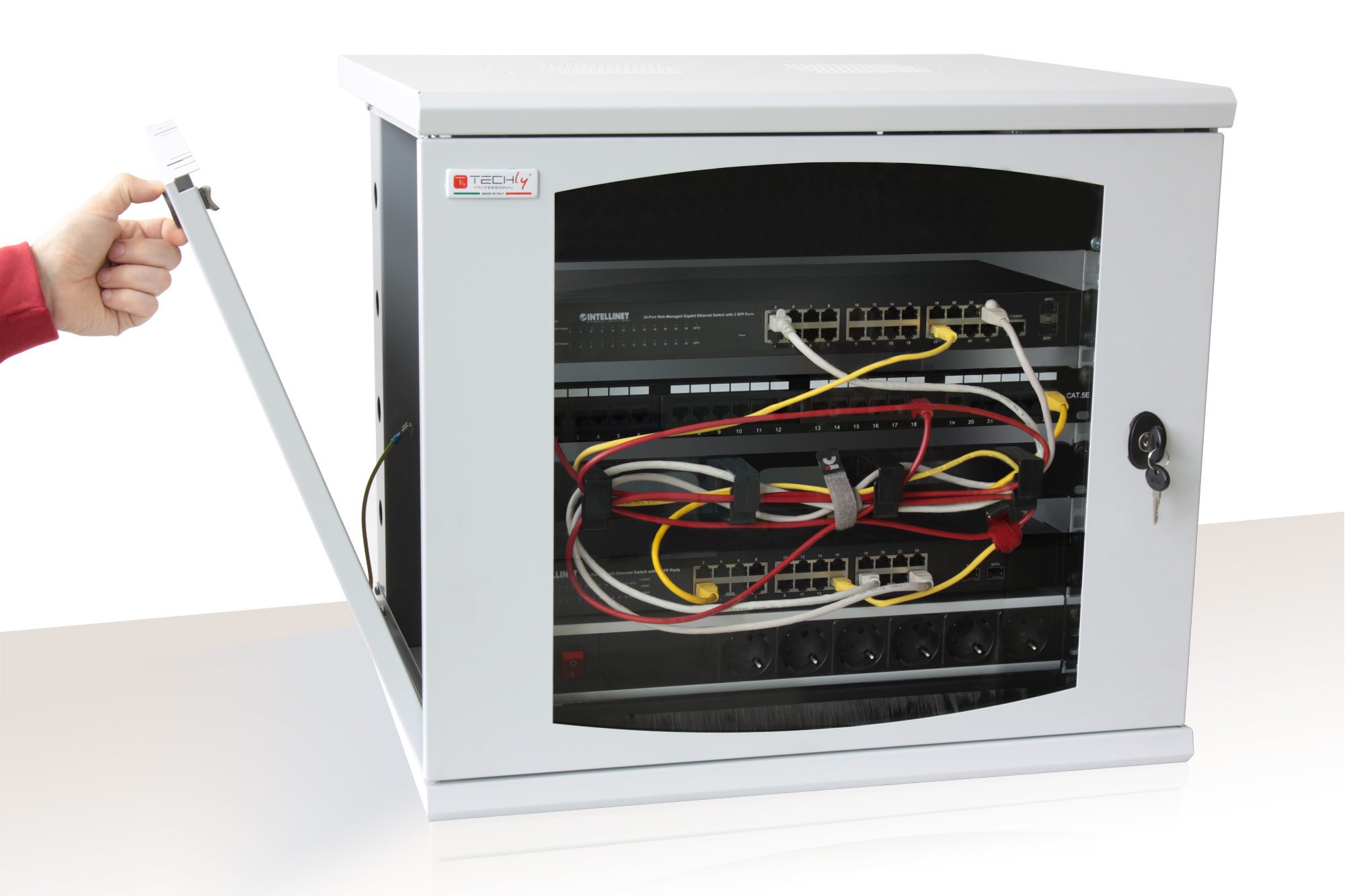 Armadio Rack 19'' a muro 13 unità sezione unica prof. 500mm Nero TECHLY PROFESSIONAL - immagine 3